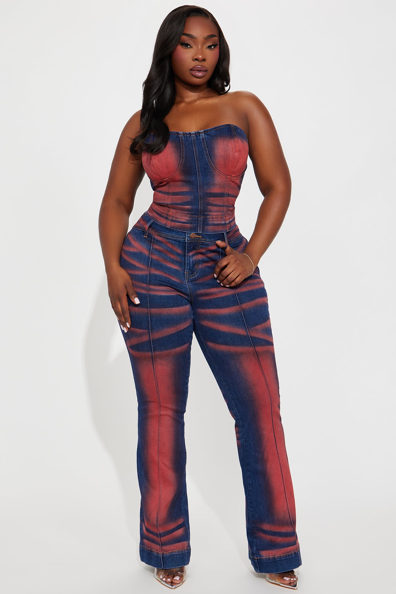 Enyo Stretch Flare Jeans - Red - Image 5