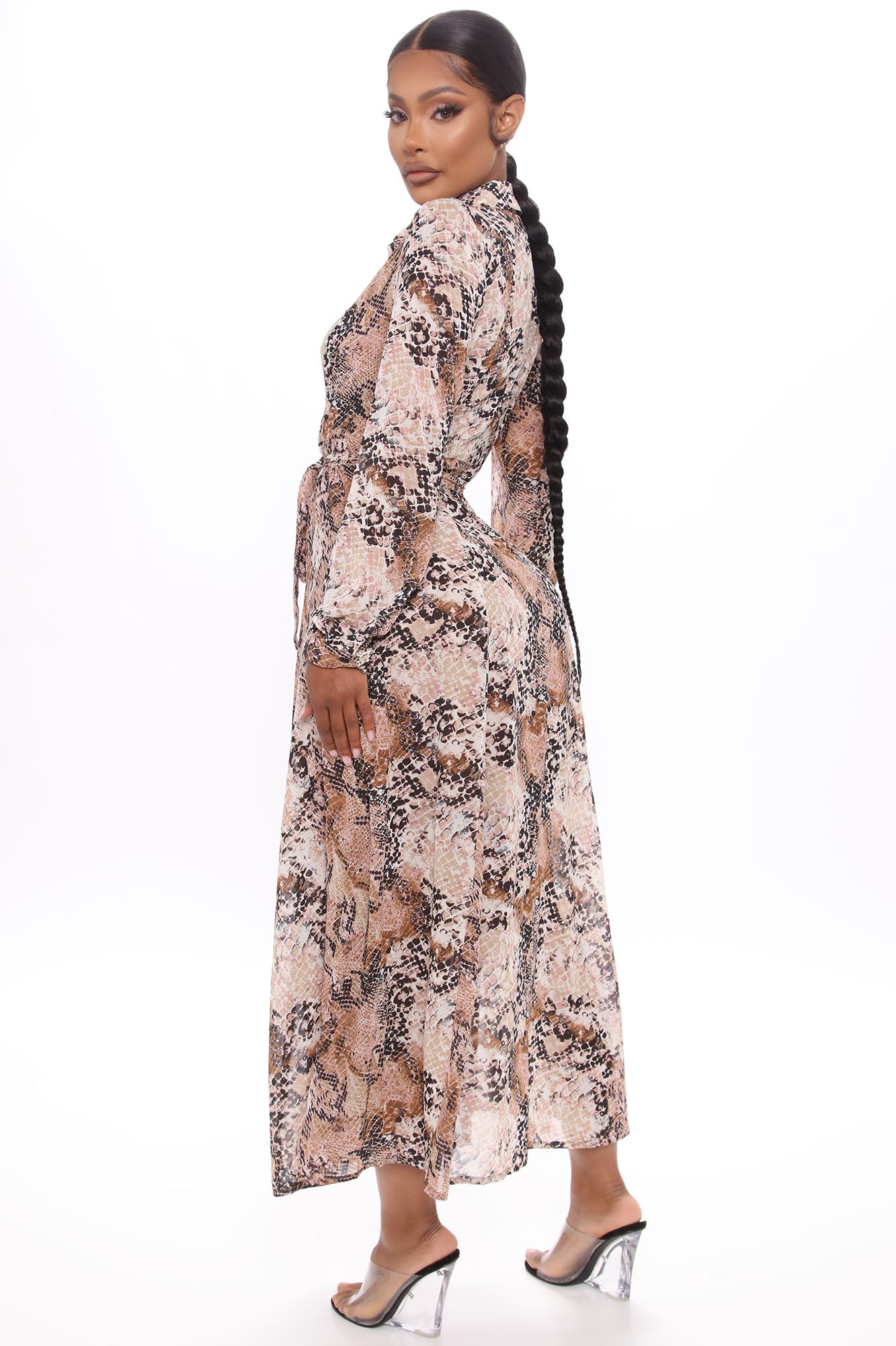 Anastasia Maxi Shirt Dress - Taupe/combo - Image 3