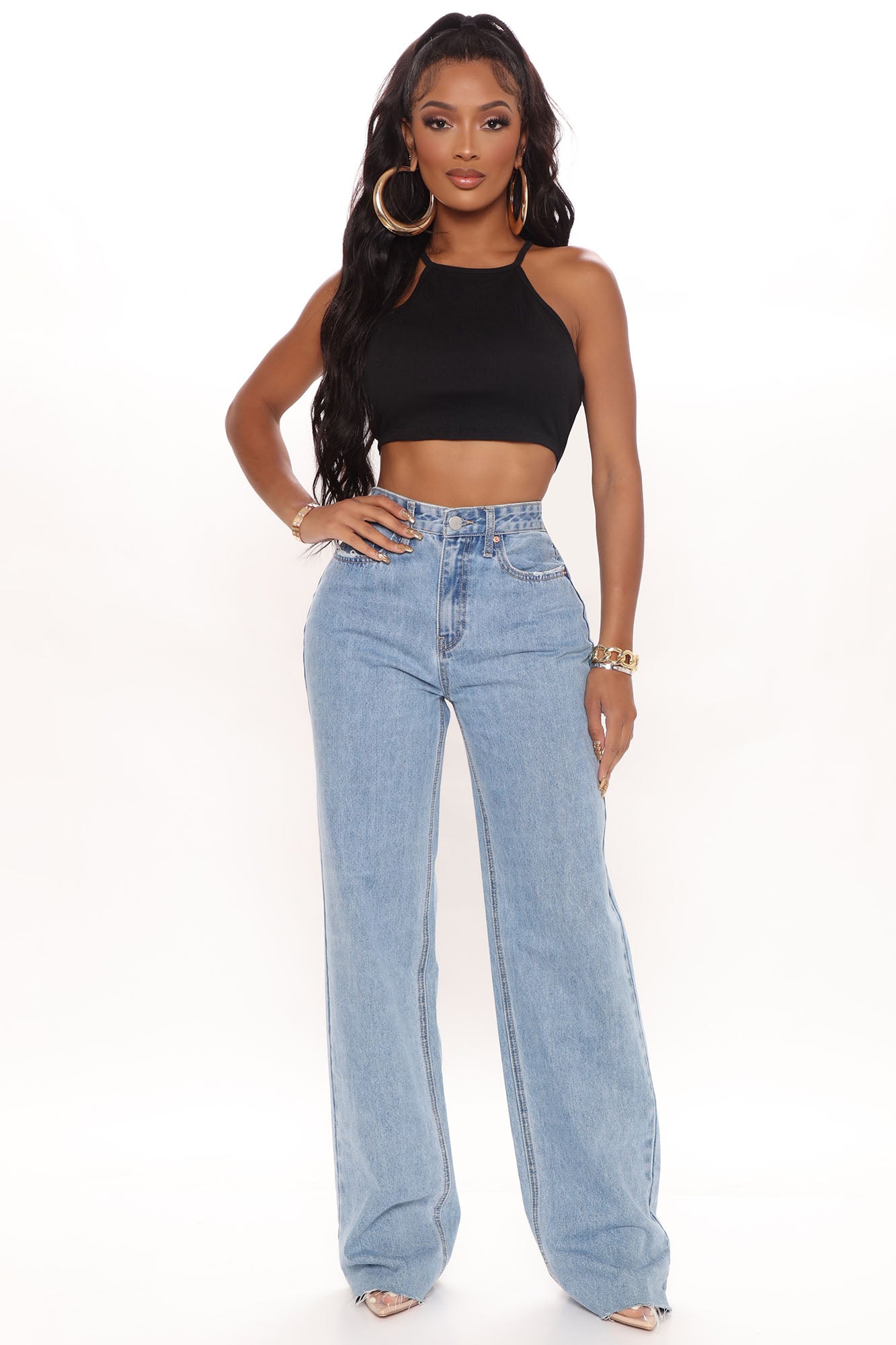 Winona 90's Wide Leg Jeans - Medium Blue Wash - Image 3