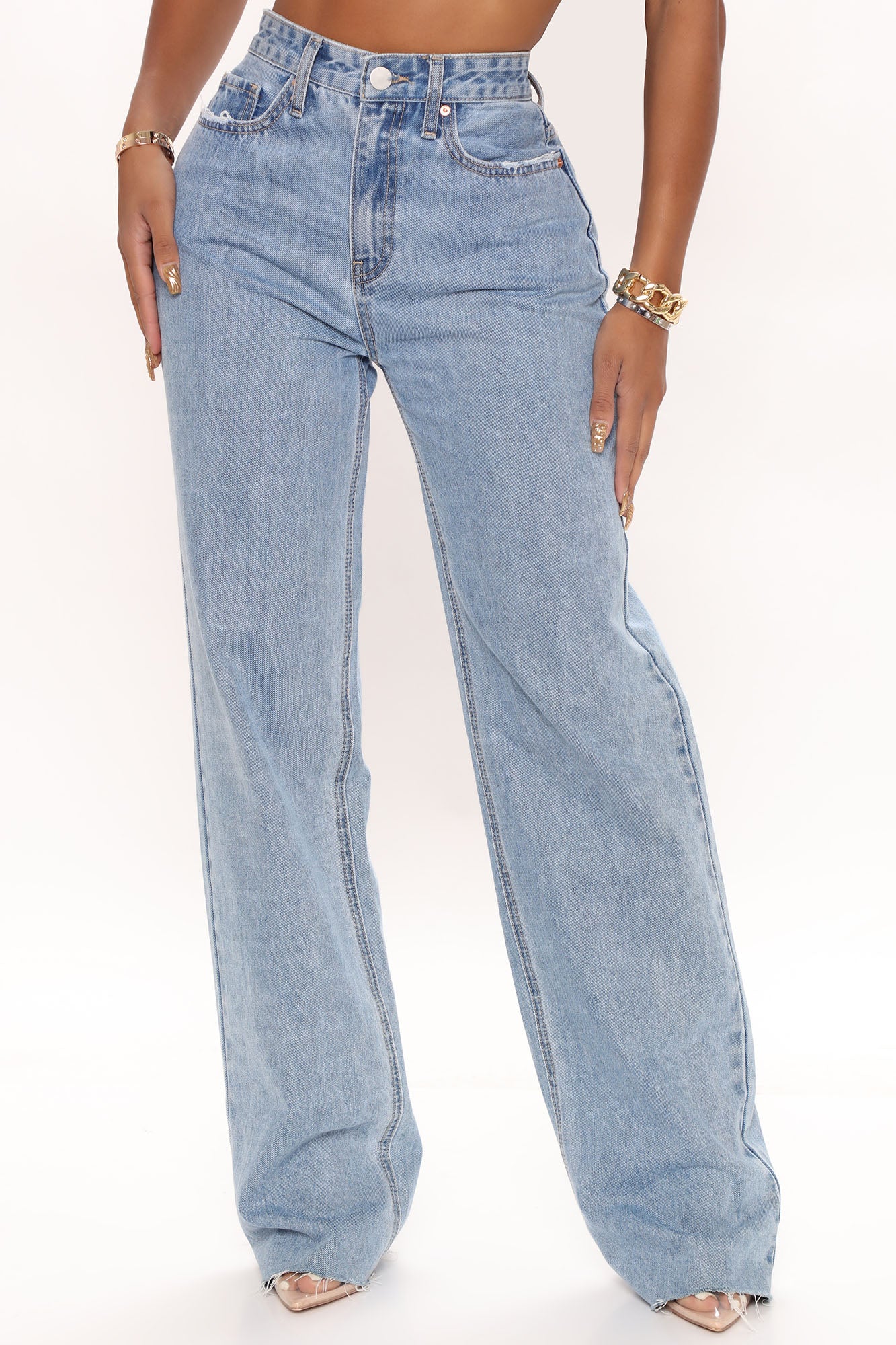 Winona 90's Wide Leg Jeans - Medium Blue Wash - Image 4
