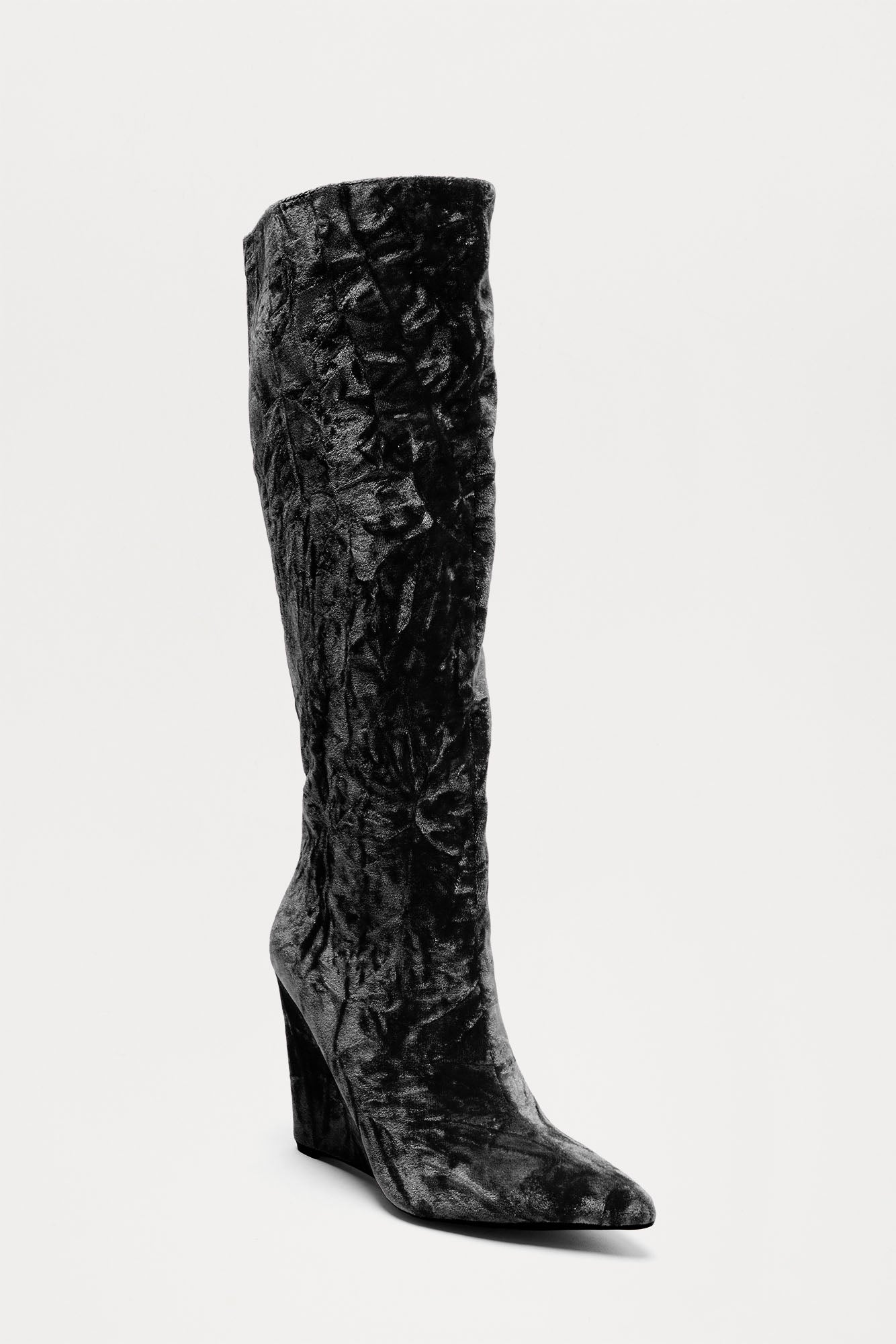 Barkley Velvet Knee High Boots - Black - Image 3