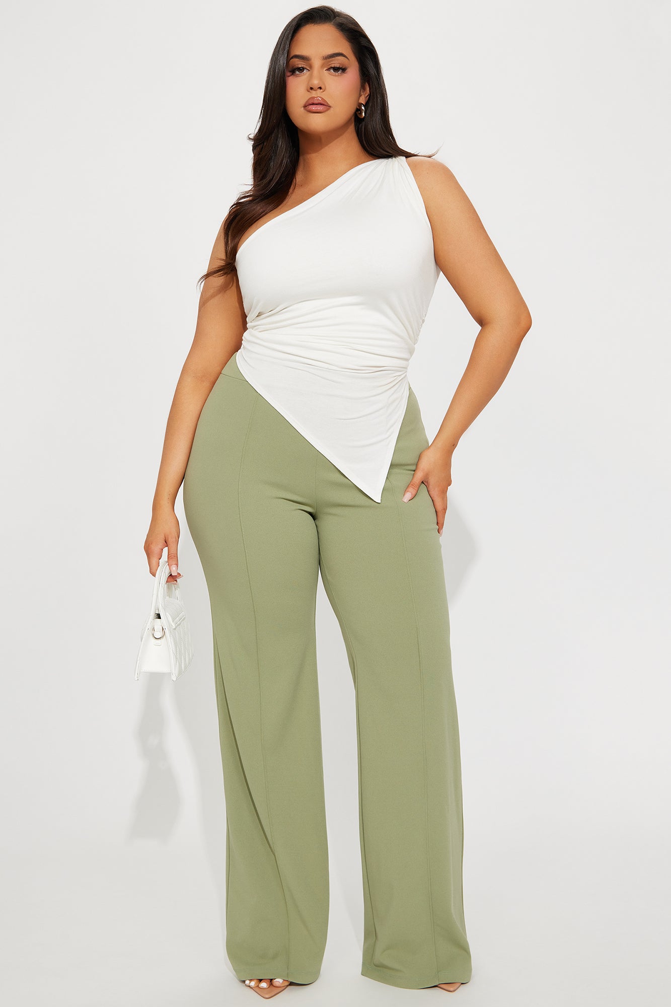 Victoria High Waisted Dress Pants - Sage - Image 4