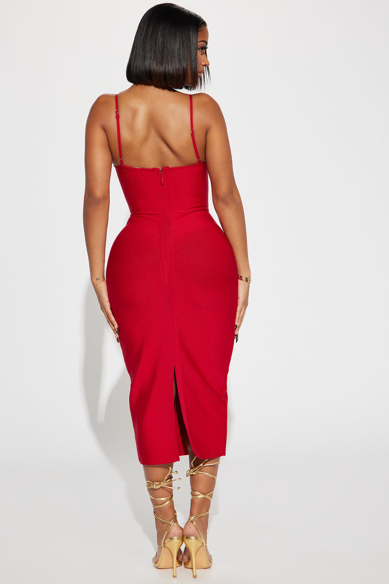 Becky Bandage Midi Dress - Red - Image 3