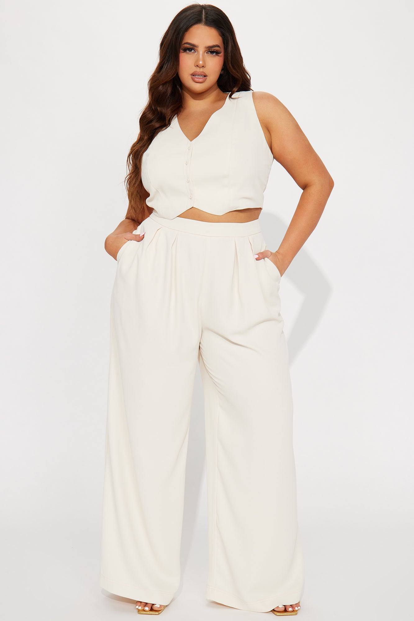 Milia Vest Pant Set - Cream - Image 5