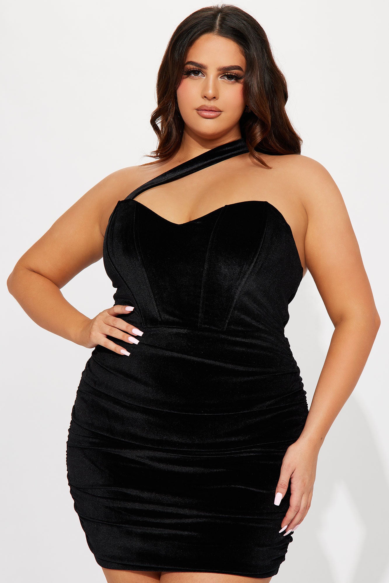 Juliet Velvet Mini Dress - Black - Image 4