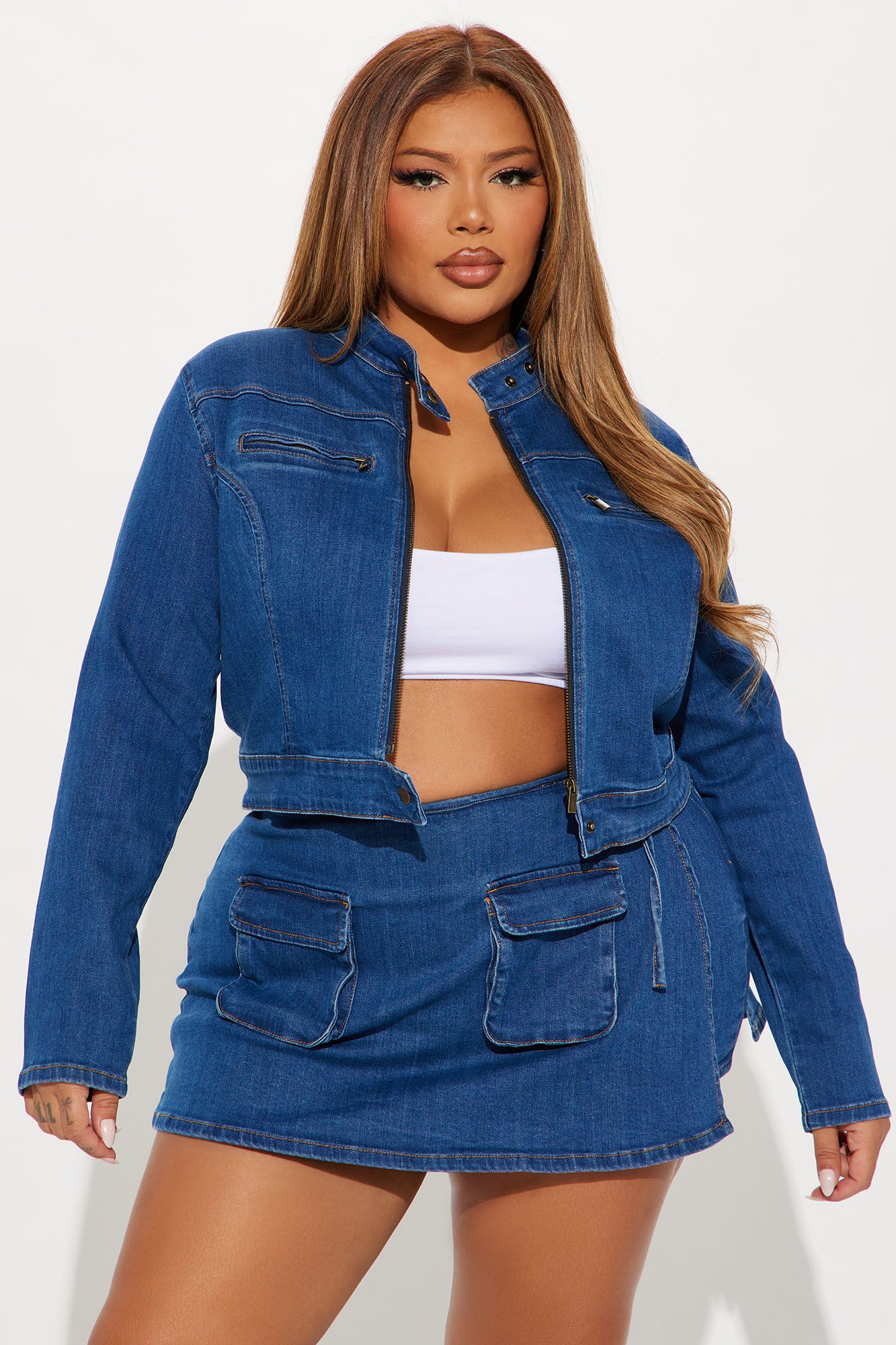 Stay Chic Denim Skort Set - Medium Wash - Image 8