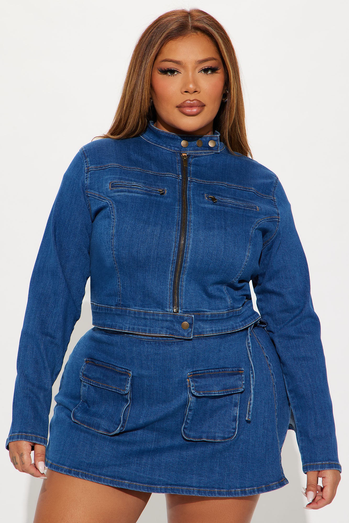 Stay Chic Denim Skort Set - Medium Wash - Image 9
