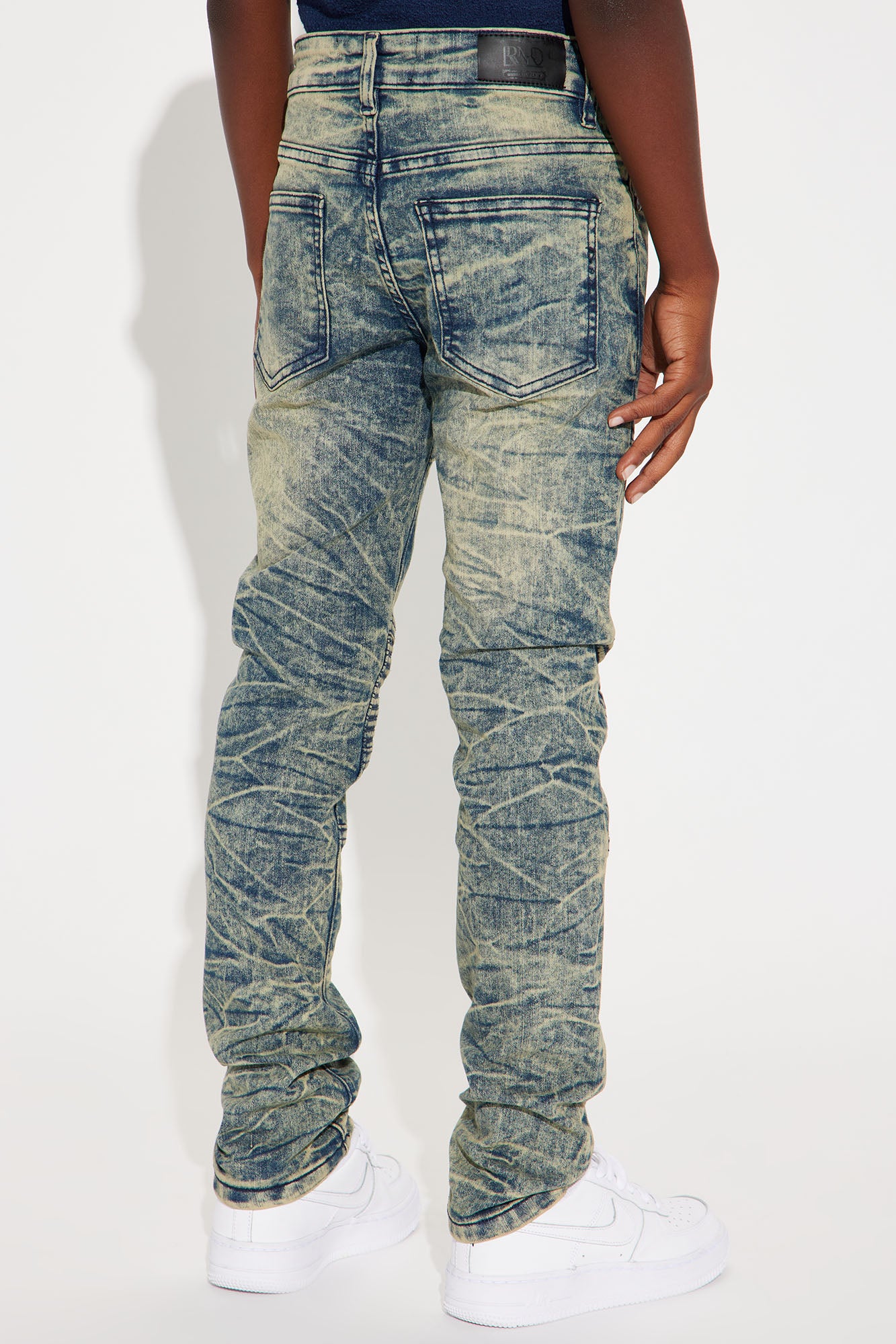 Mini Stretch Denim Rip And Repair Moto Skinny Jeans - Navy Wash - Image 4