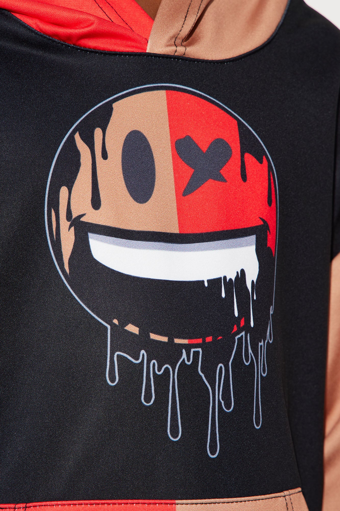 Mini Smiley Drip Hoodie - Red/combo - Image 3