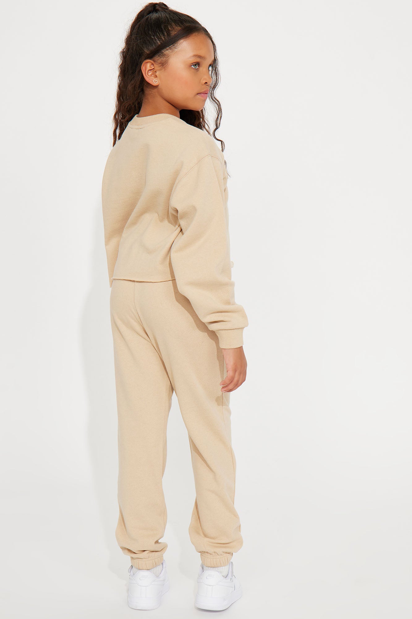Mini Blessed Fleece Matching Pant Set - Beige - Image 4