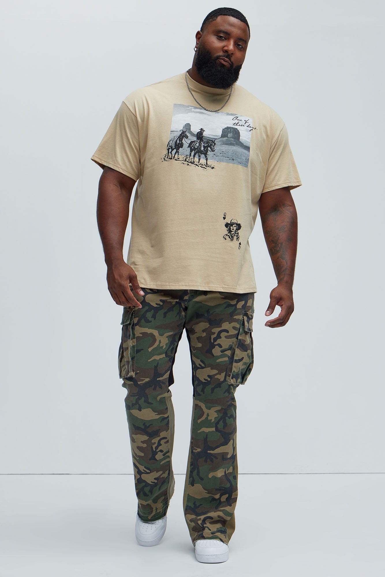 Commando Cargo Twill Flared Pants - Camouflage - Image 7