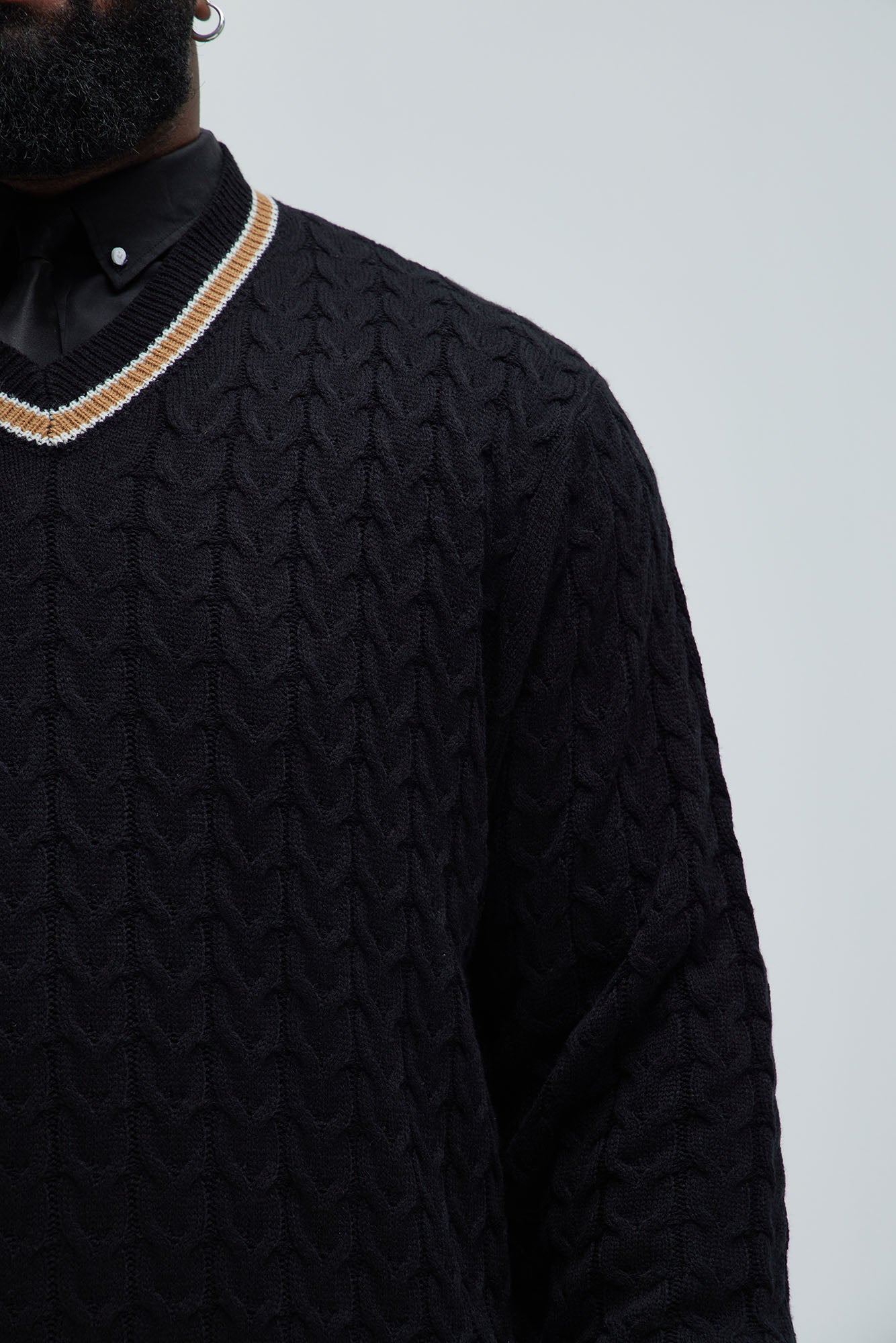 Back Again Cable Knit Sweater - Black/combo - Image 7