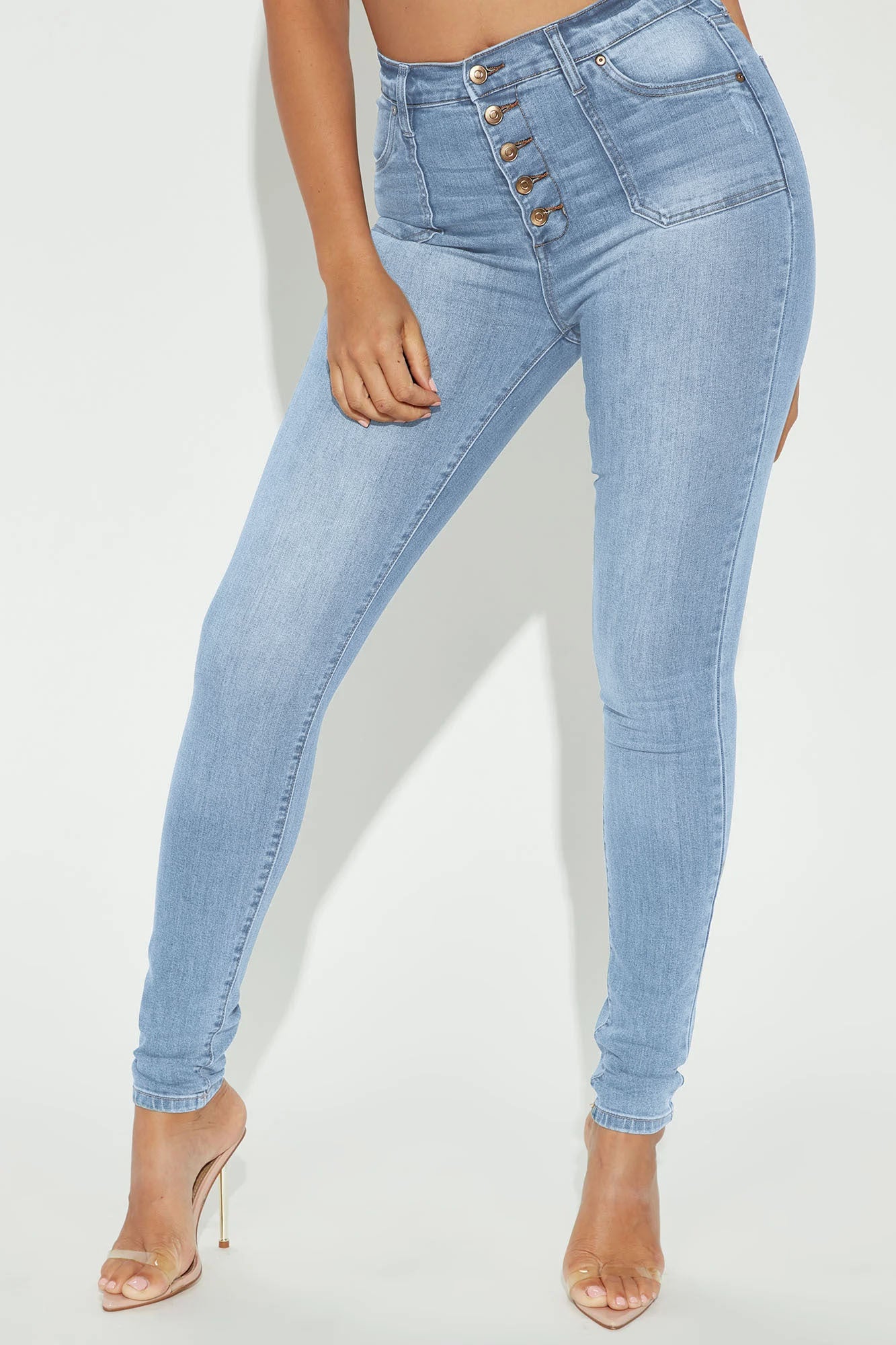 Tall Nequita High Rise Skinny Jeans - Light Blue Wash - Image 3