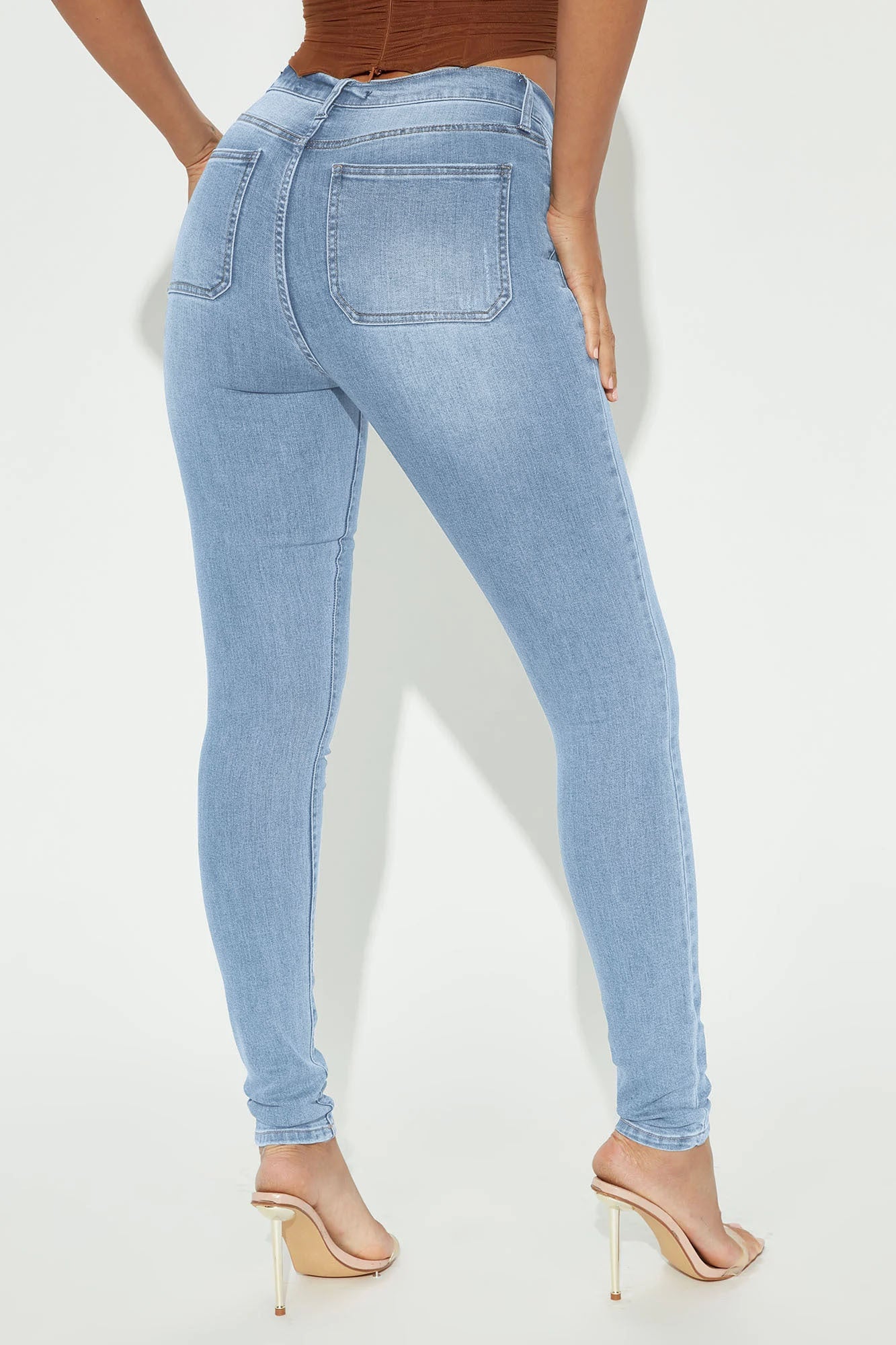 Tall Nequita High Rise Skinny Jeans - Light Blue Wash - Image 4