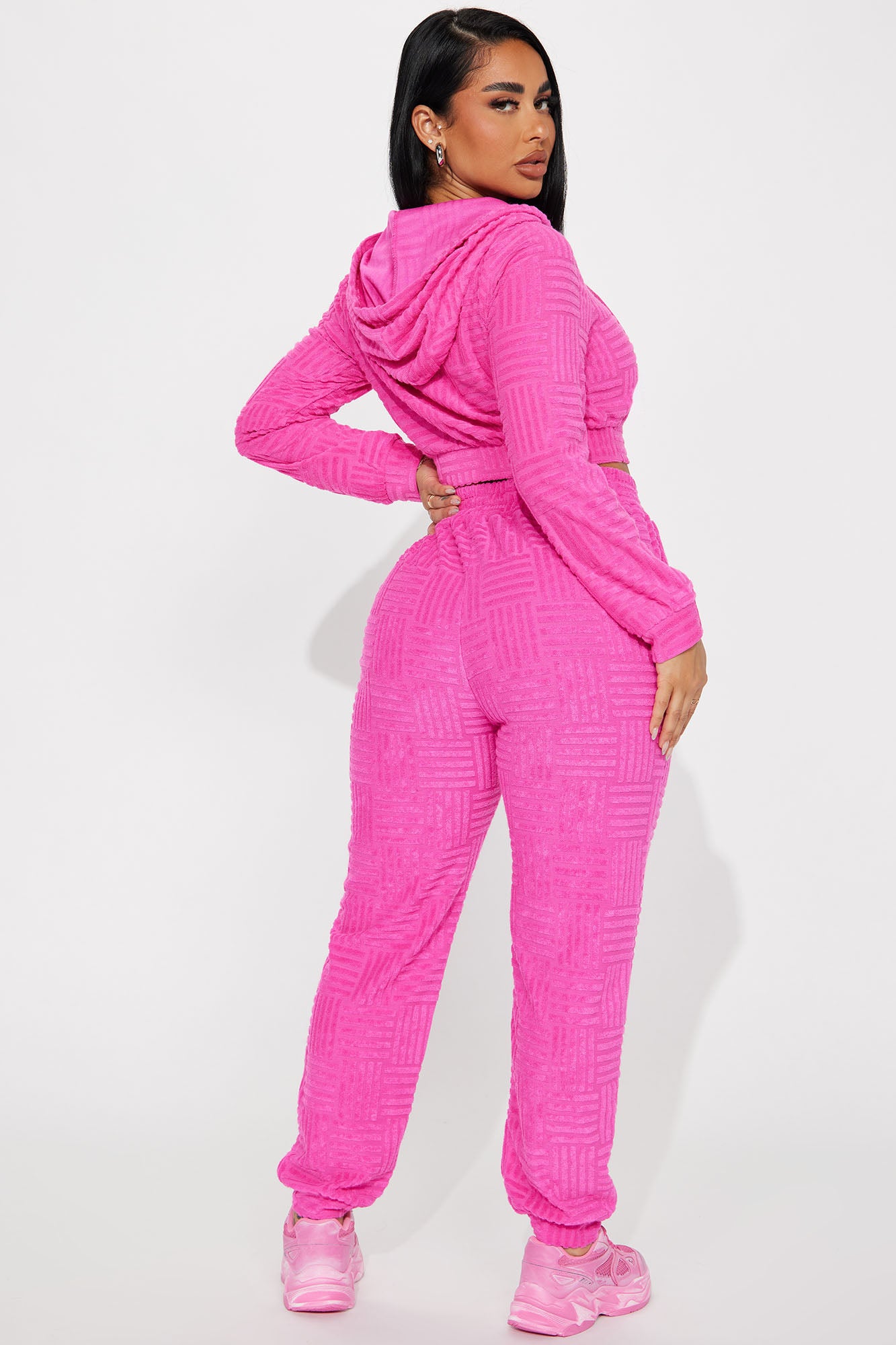 Stay Focused French Terry Jogger Set - Fuchsia - Image 3