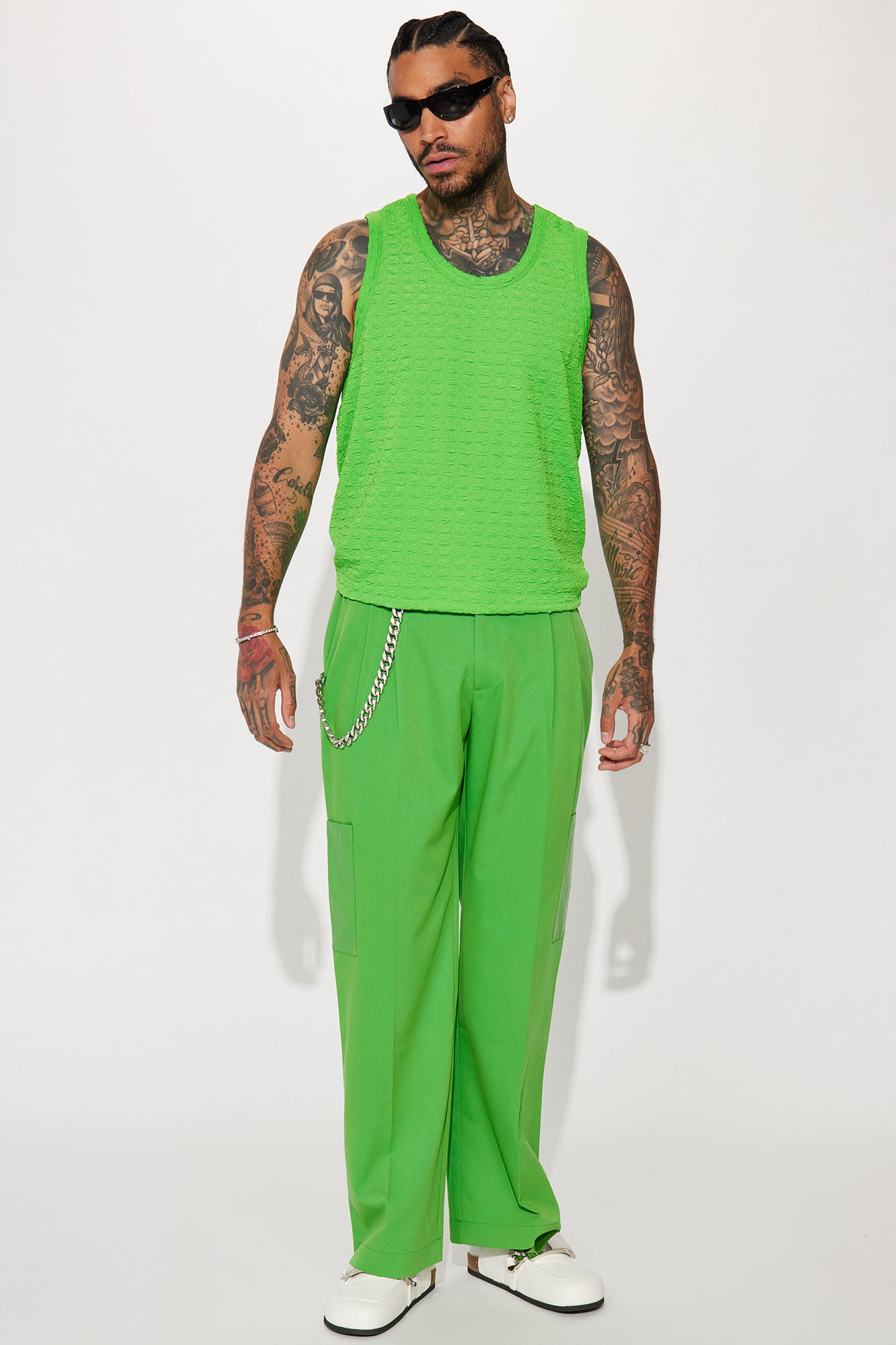 Rodeo PU Pocket Gabardine Slim Trousers - Green - Image 3