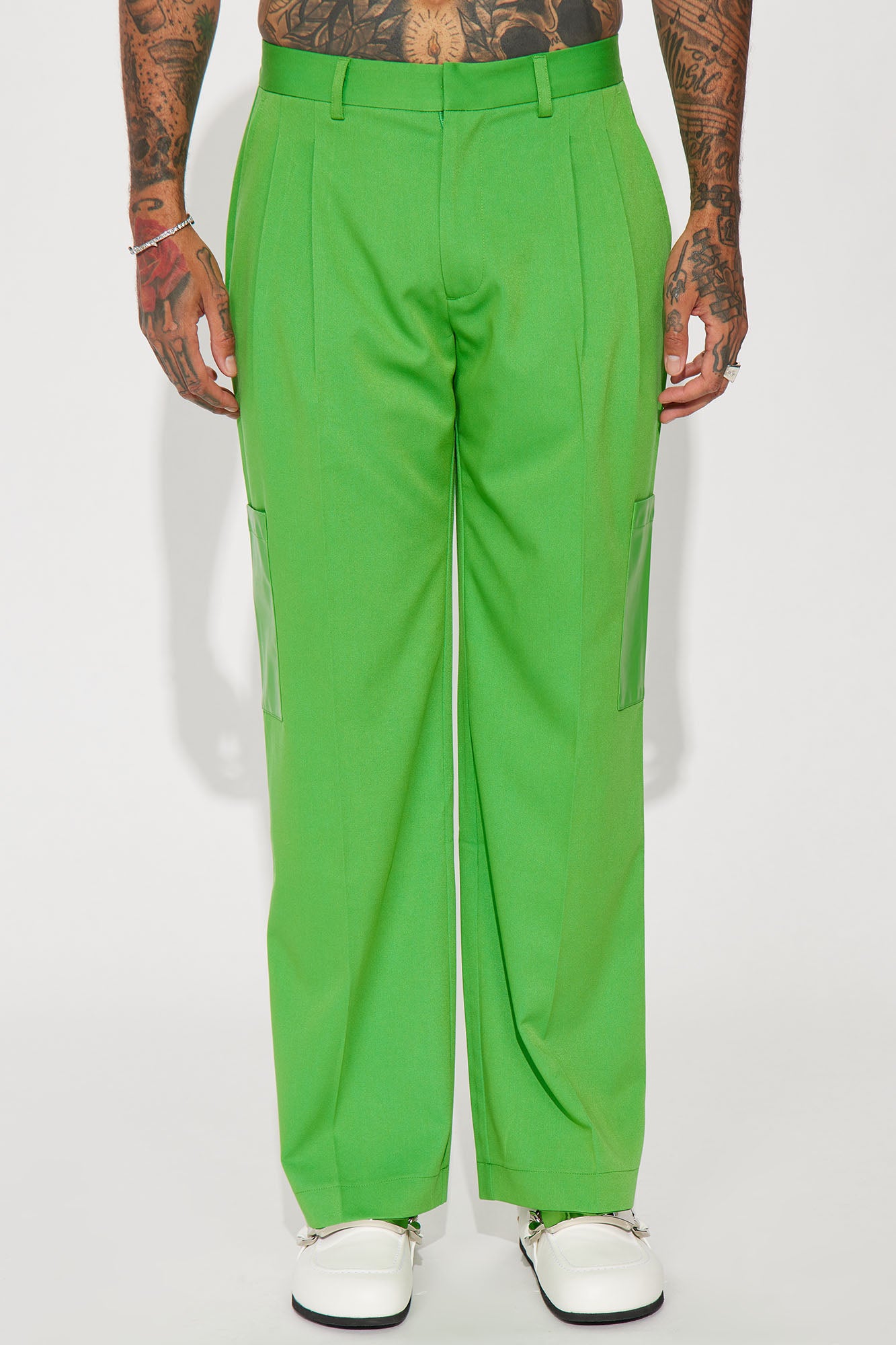 Rodeo PU Pocket Gabardine Slim Trousers - Green - Image 5
