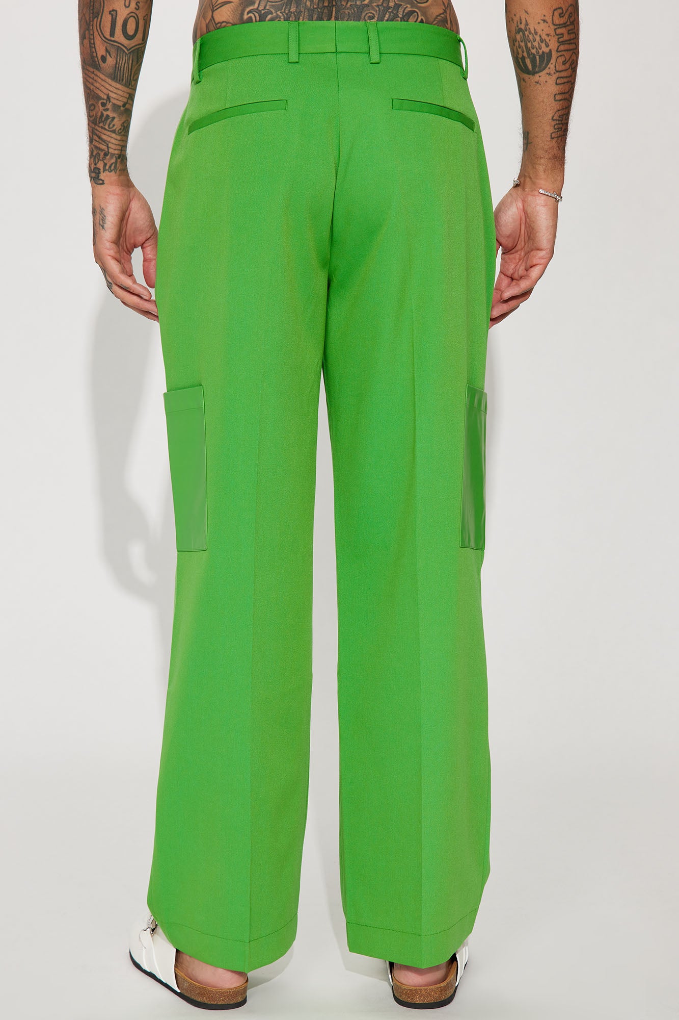Rodeo PU Pocket Gabardine Slim Trousers - Green - Image 6