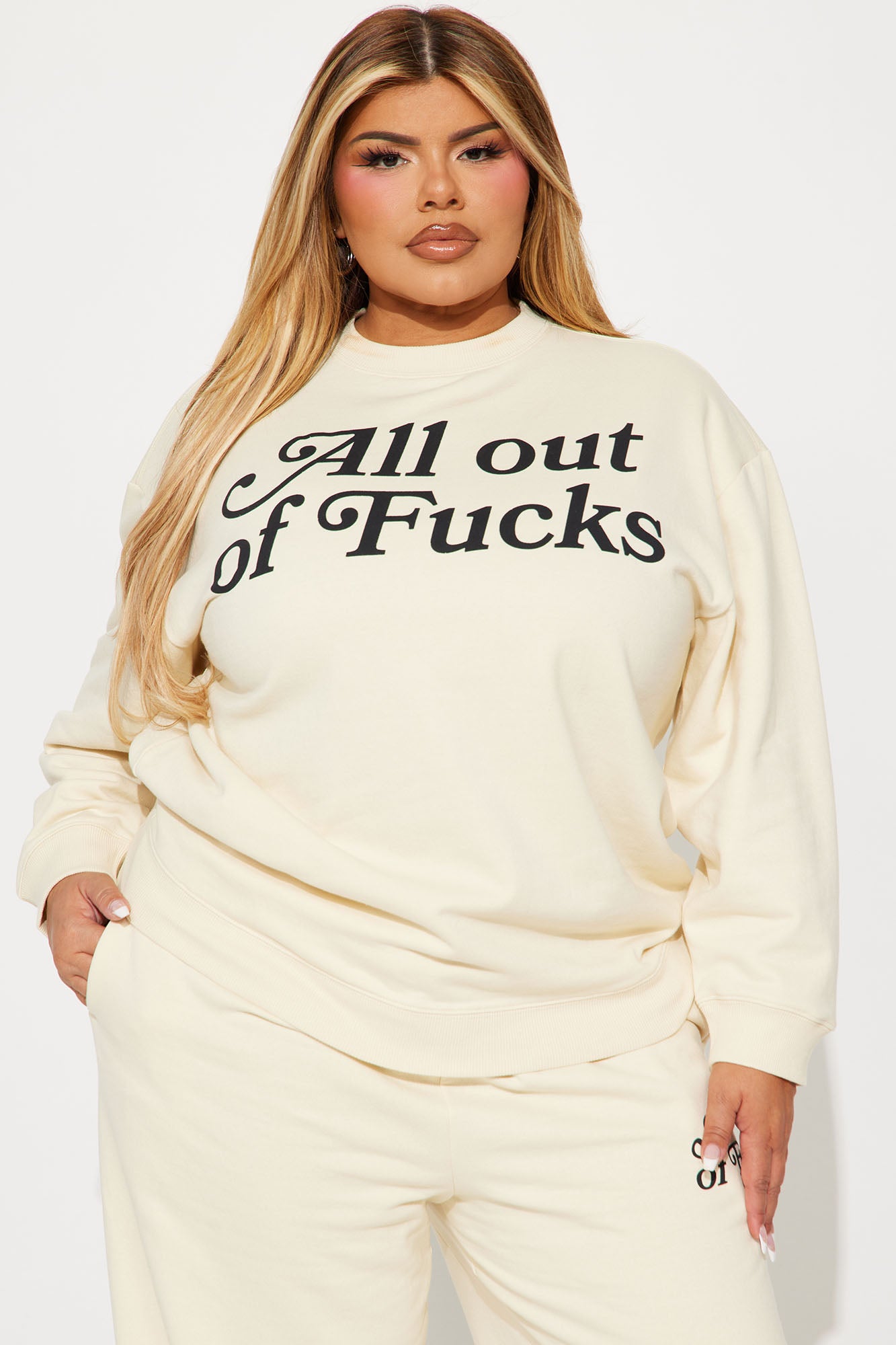 All Out Of Fcks Sweatshirt - Cream - Image 5
