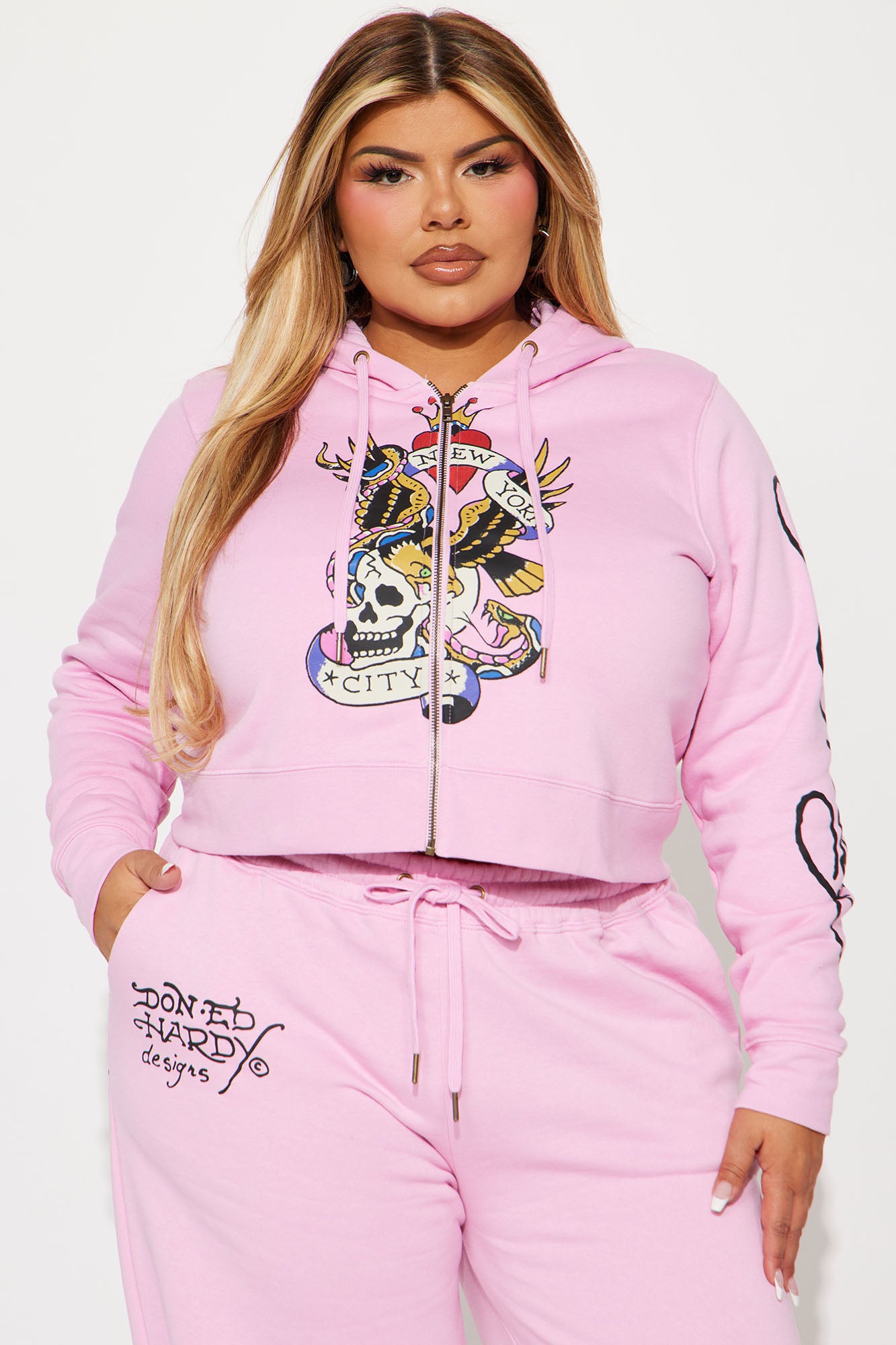 Ed Hardy Flying Skull Pant Set - Pink - Image 7