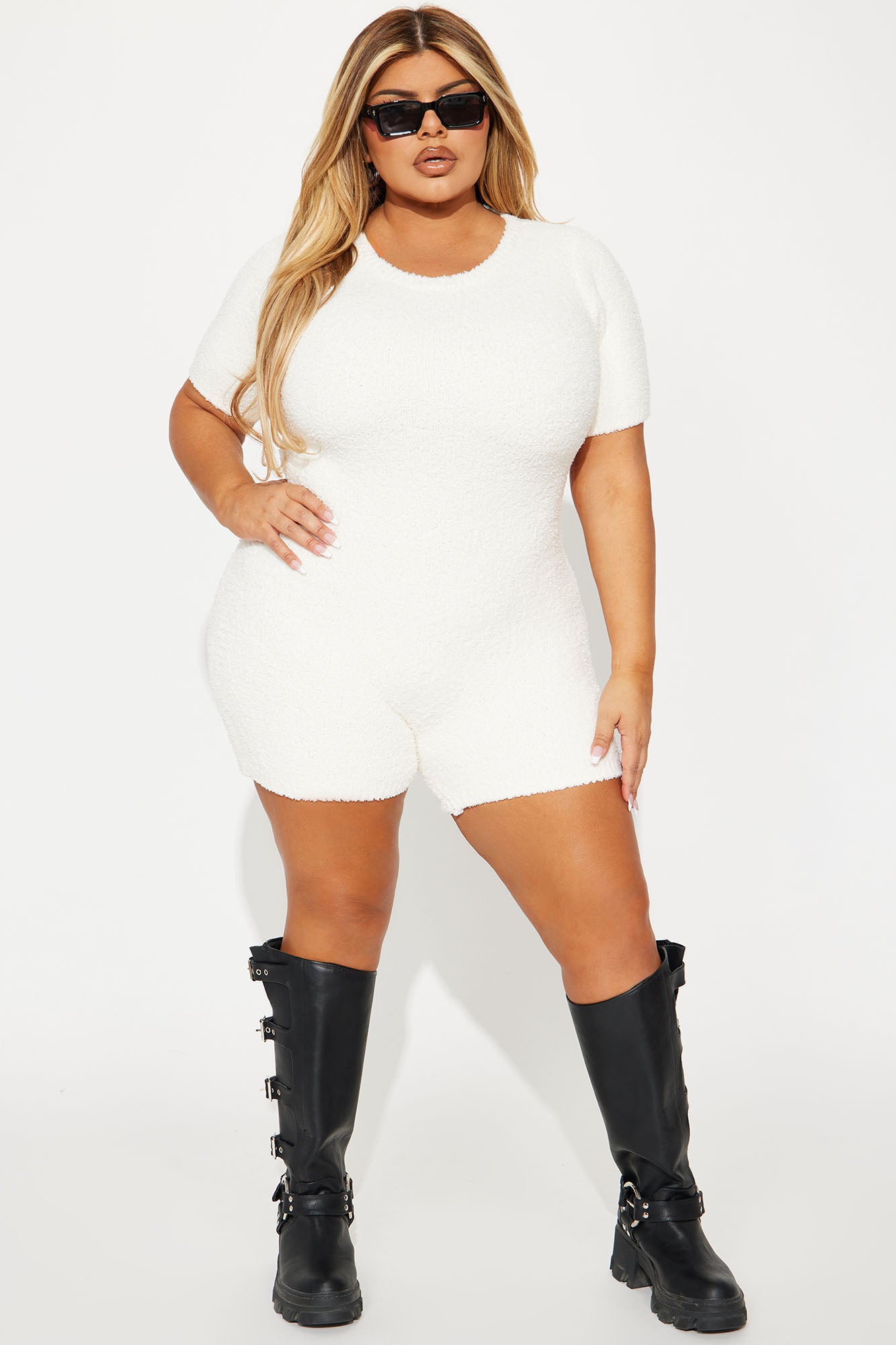 Turn The Lights Down Cozy Romper - Ivory - Image 5