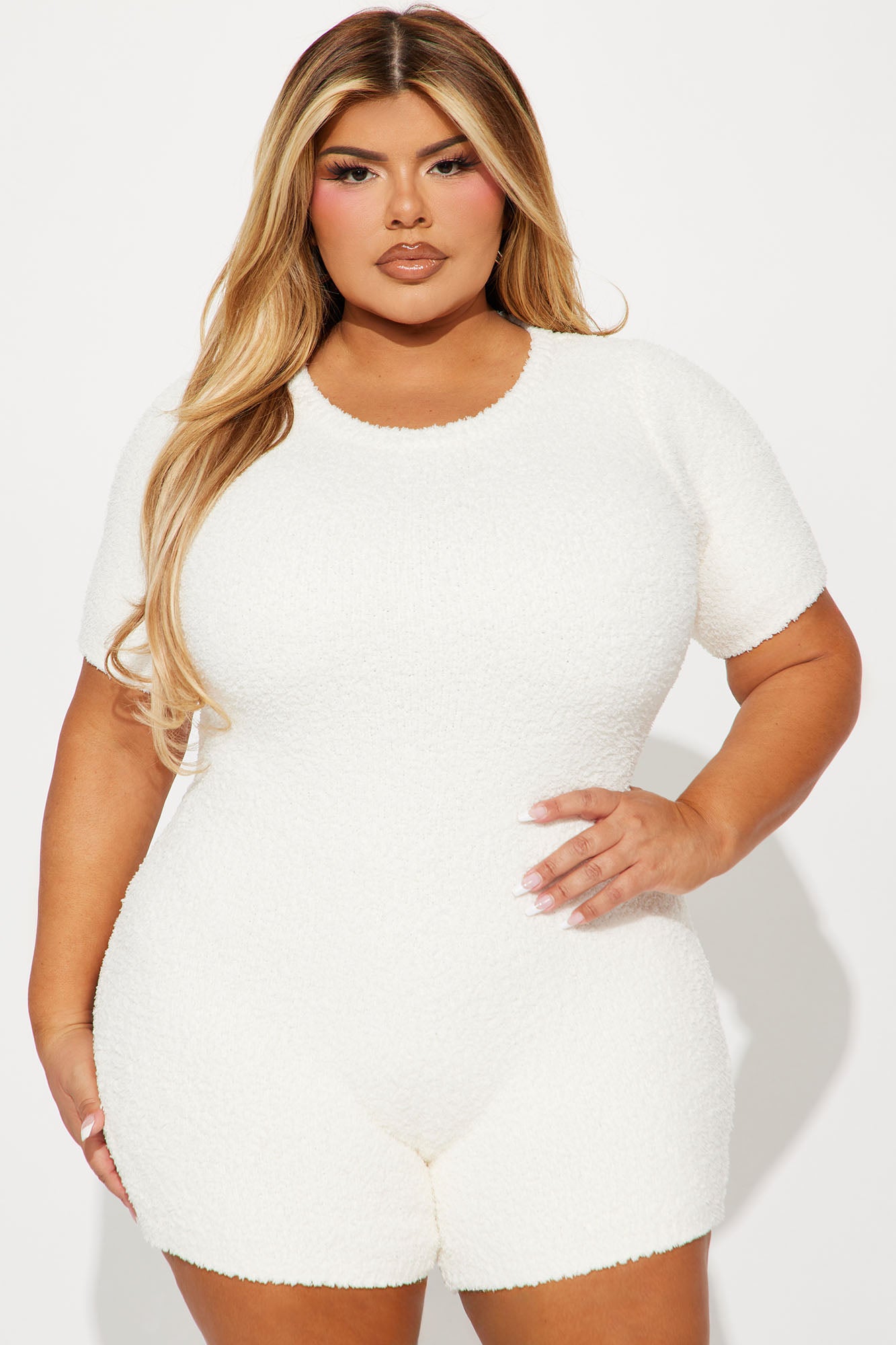 Turn The Lights Down Cozy Romper - Ivory - Image 4