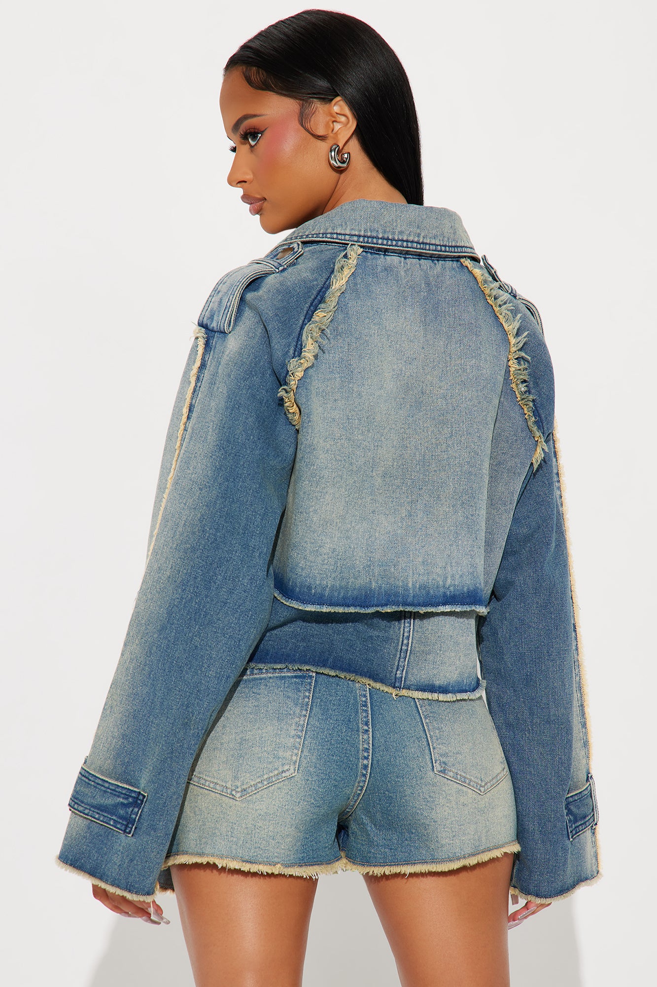 Lira Tinted Cropped Denim Trench Coat - Vintage Wash - Image 4