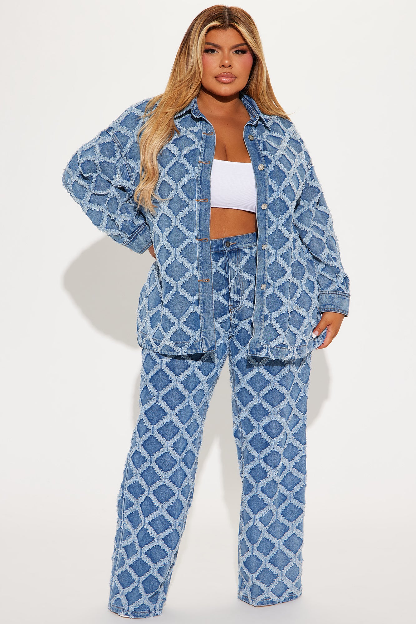 Absolute Need Washed Denim Pant Set - Medium Wash - Image 4