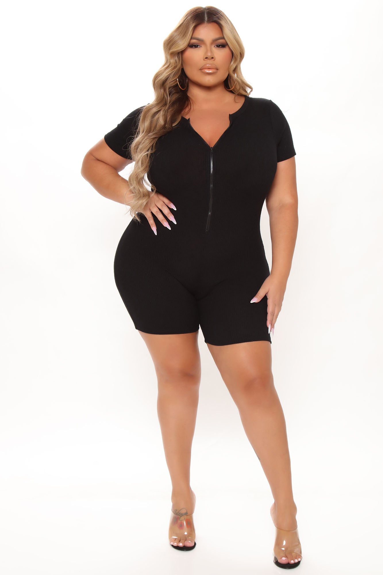 Uptown Downtown Biker Short Romper - Black - Image 9