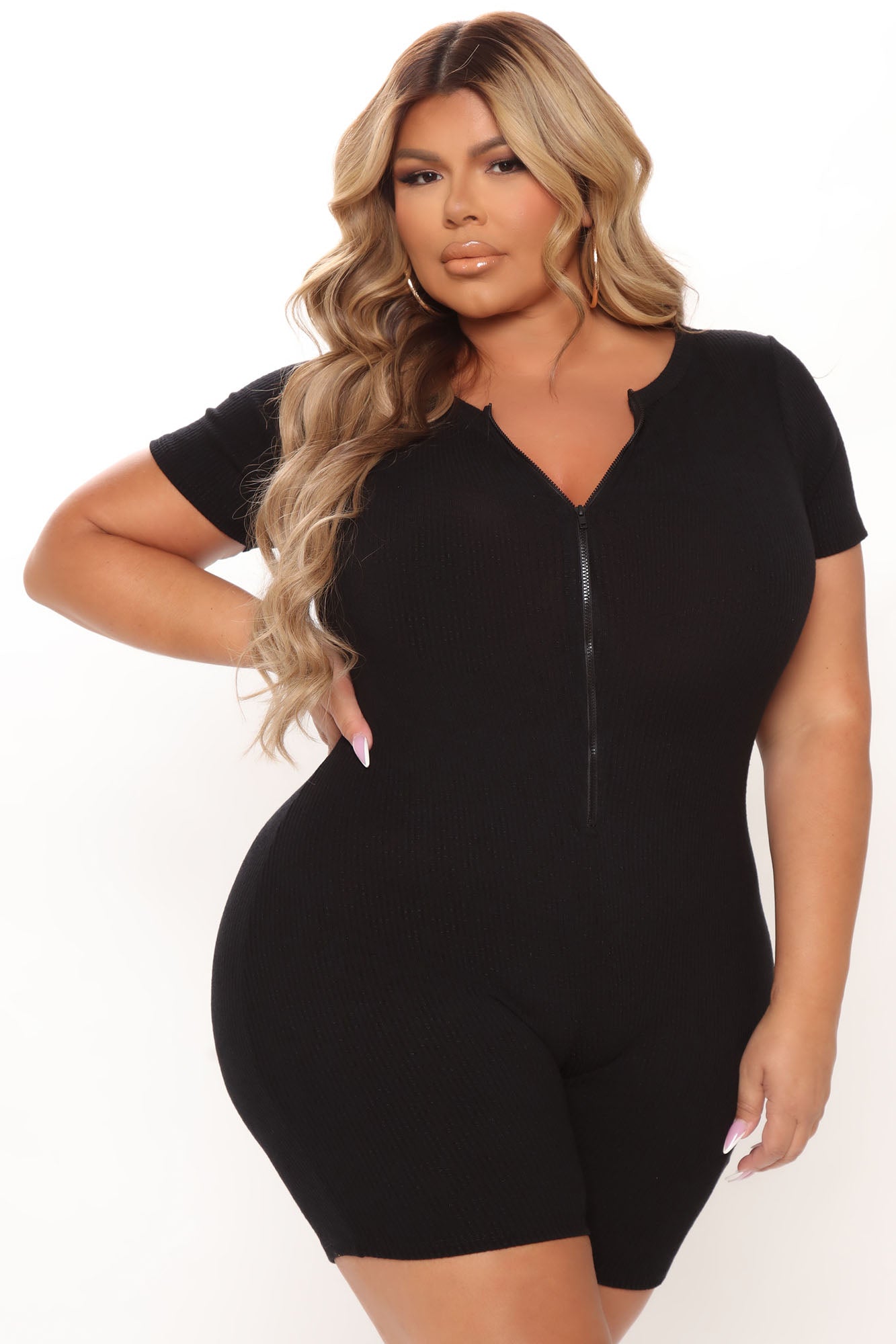 Uptown Downtown Biker Short Romper - Black - Image 10