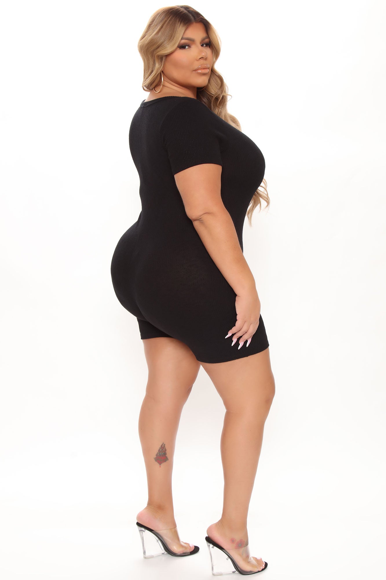 Uptown Downtown Biker Short Romper - Black - Image 11