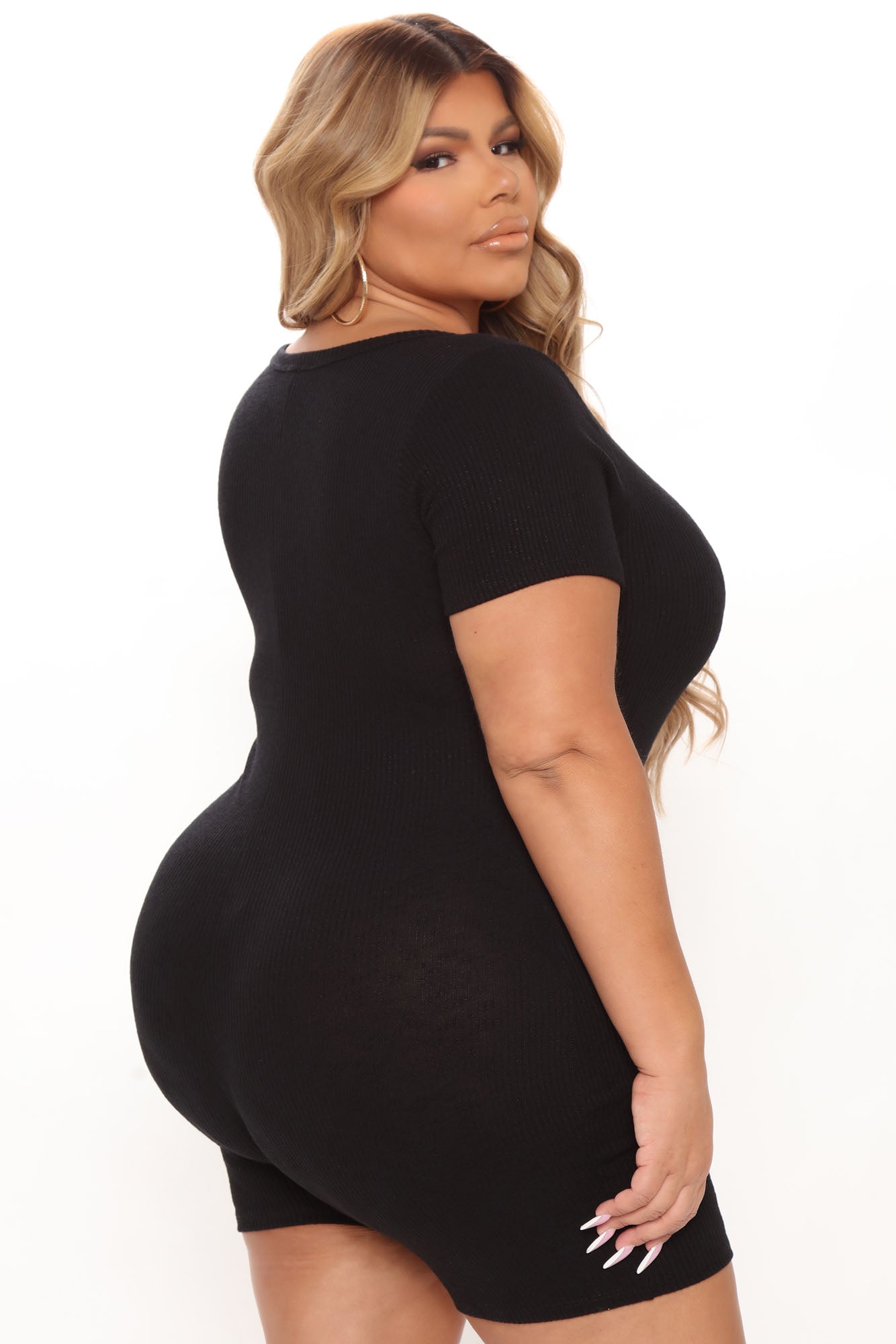 Uptown Downtown Biker Short Romper - Black - Image 12