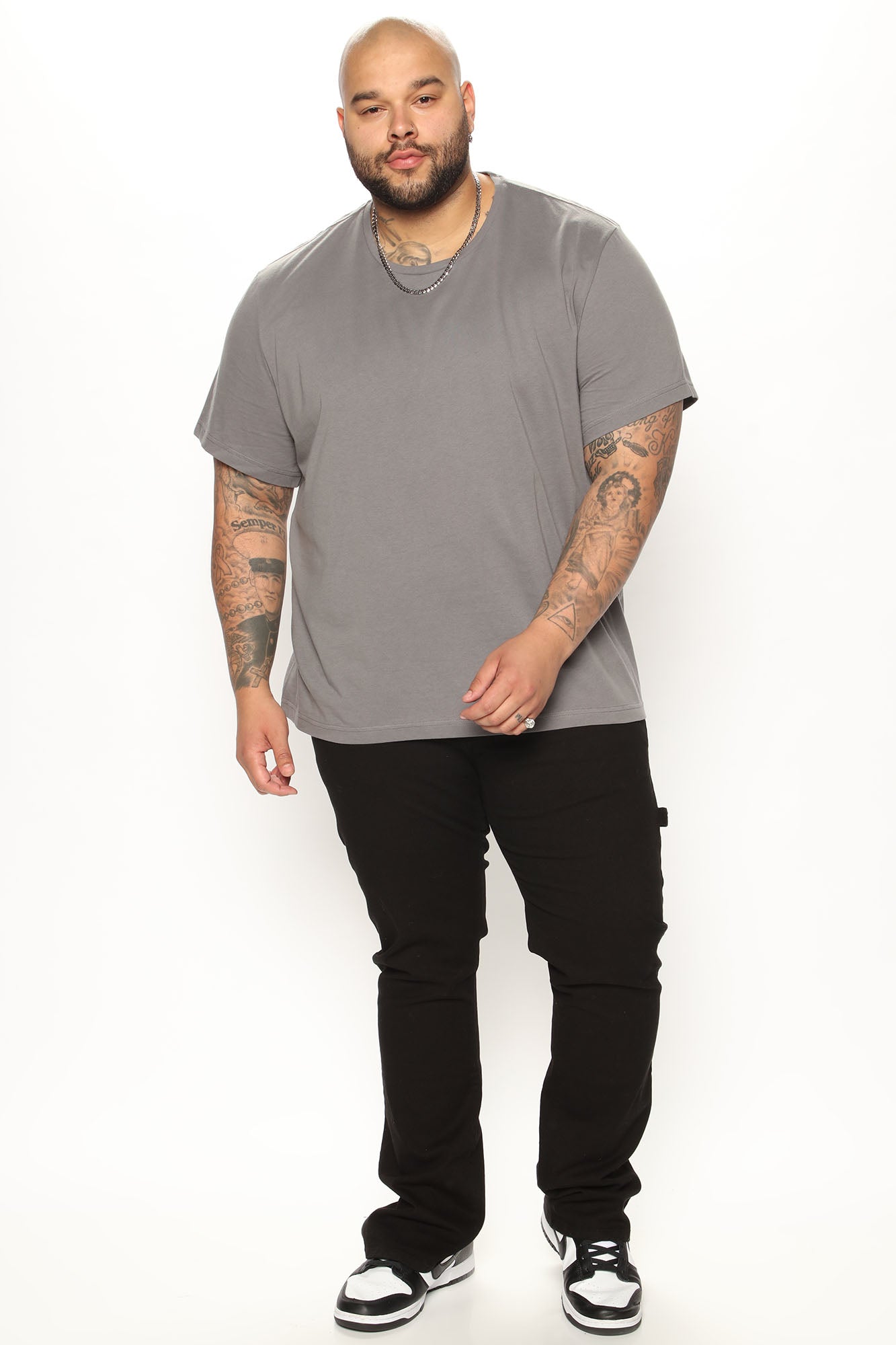 Essential Short Sleeve Crew Tee - Charcoal - Image 5