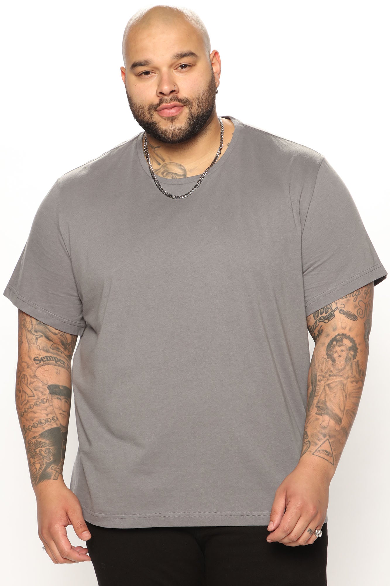 Essential Short Sleeve Crew Tee - Charcoal - Image 4