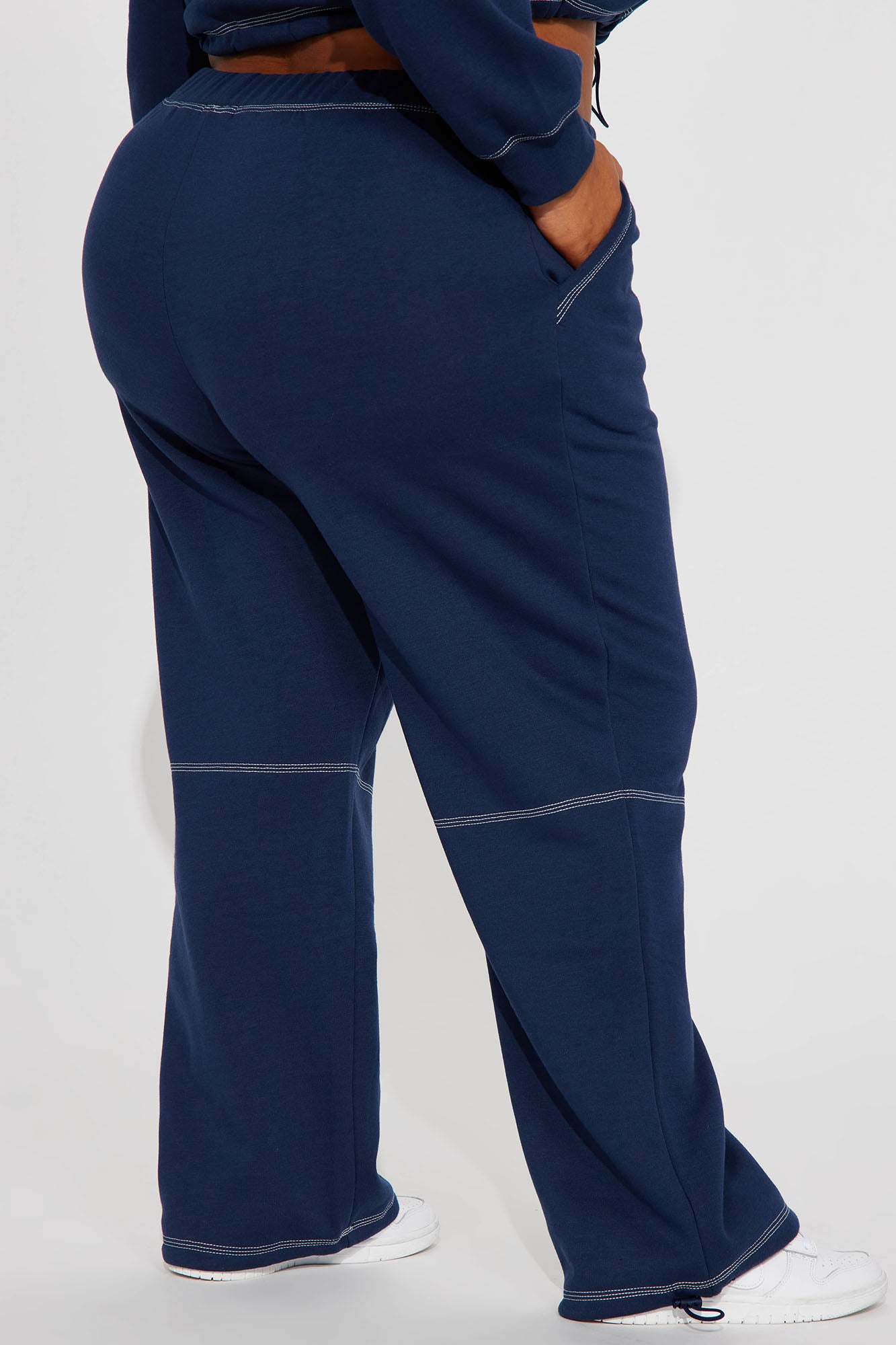 Aria Contrast Stitch Fleece Lounge Jogger - Navy - Image 6