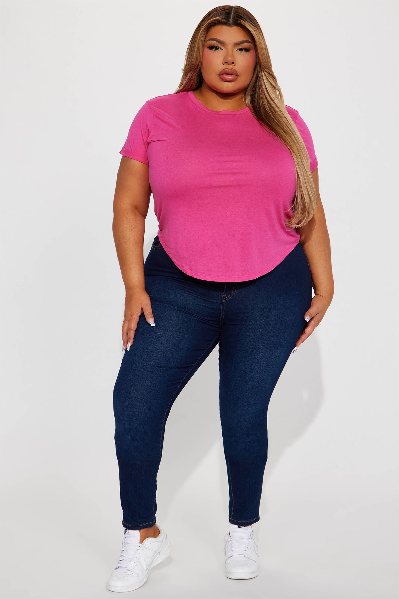 Annie Cuffed Short Sleeve Top - Fuchsia - Image 5