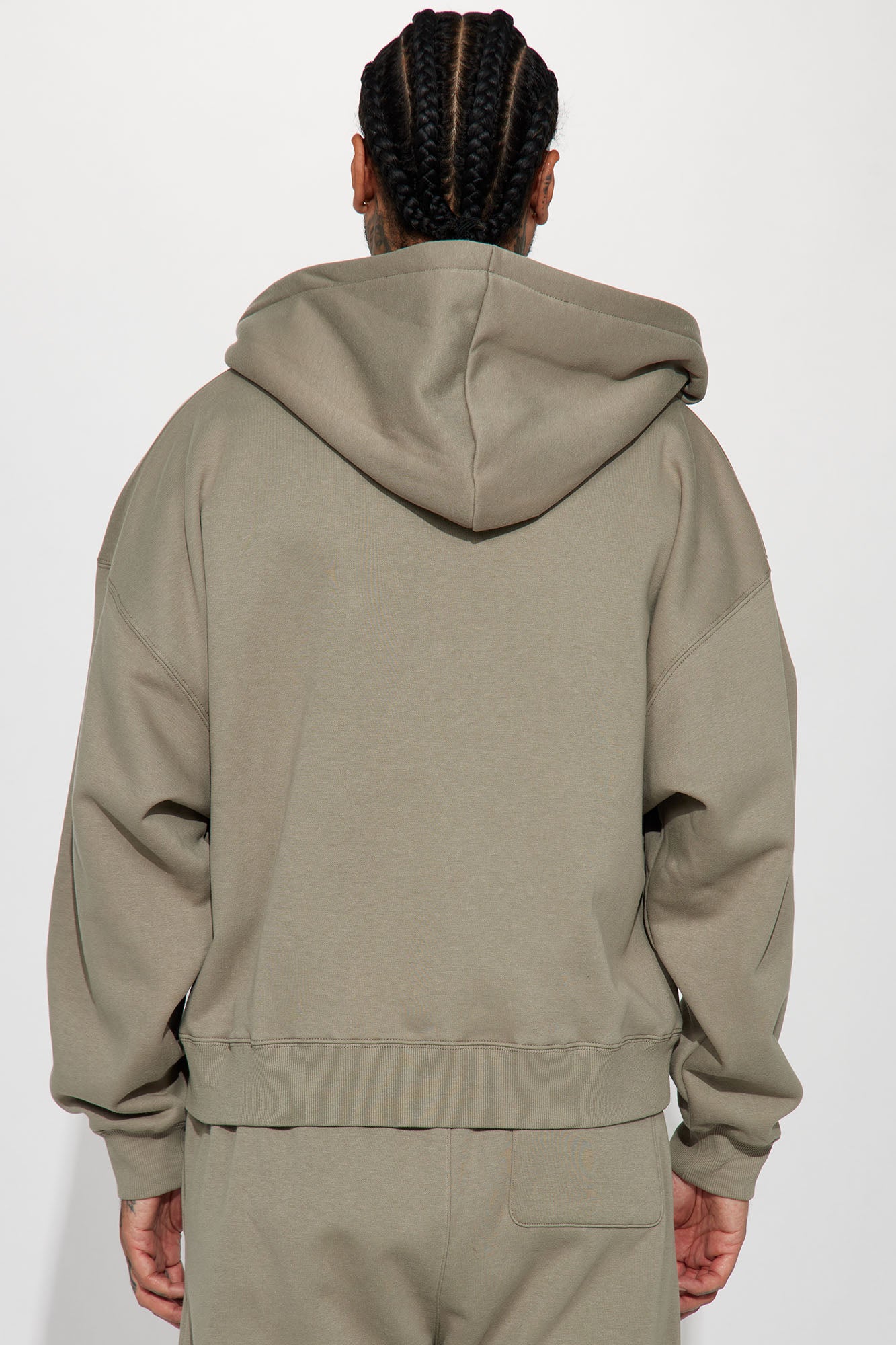 Tyson Oversized Heavyweight Zip Up - Olive - Image 10