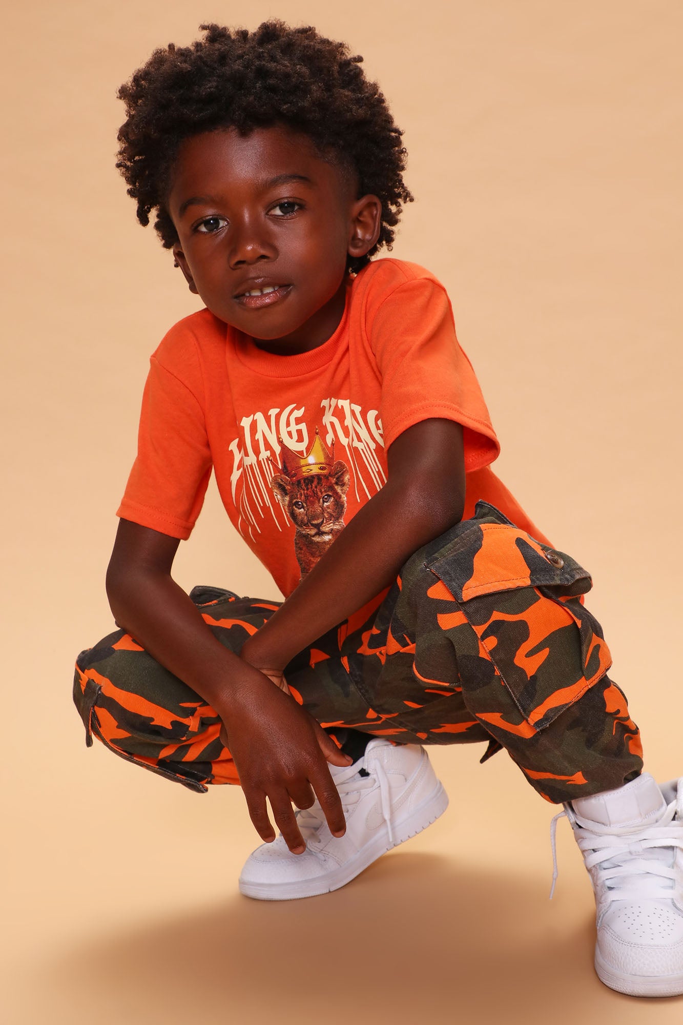 Mini Camo Game Strong Cargo Joggers - Orange/combo - Image 5