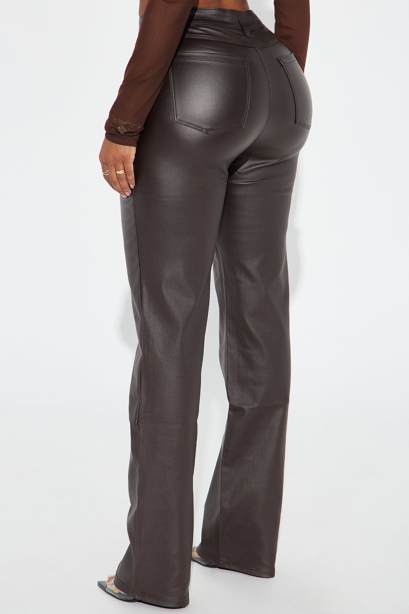 Sammie High Rise Straight Leg Pant - Chocolate - Image 3