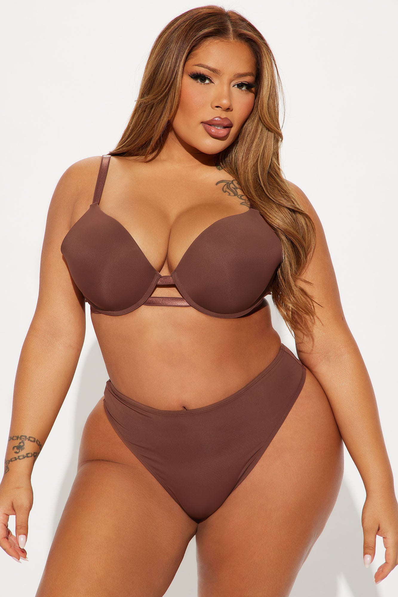 Nova Microfiber Extreme Push Up Bra - Chocolate - Image 5
