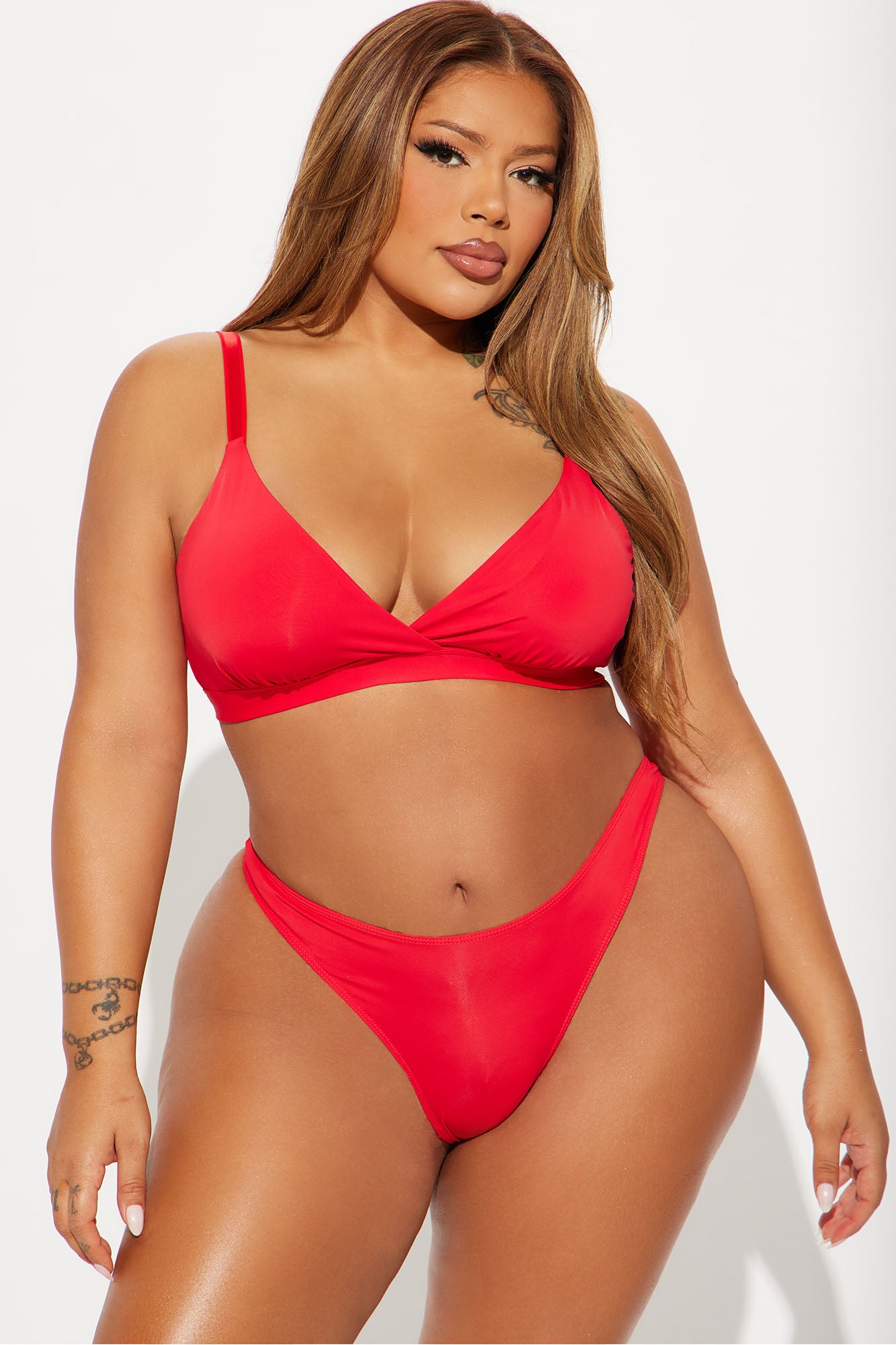 Nova Microfiber Triangle Bralette - Red - Image 5