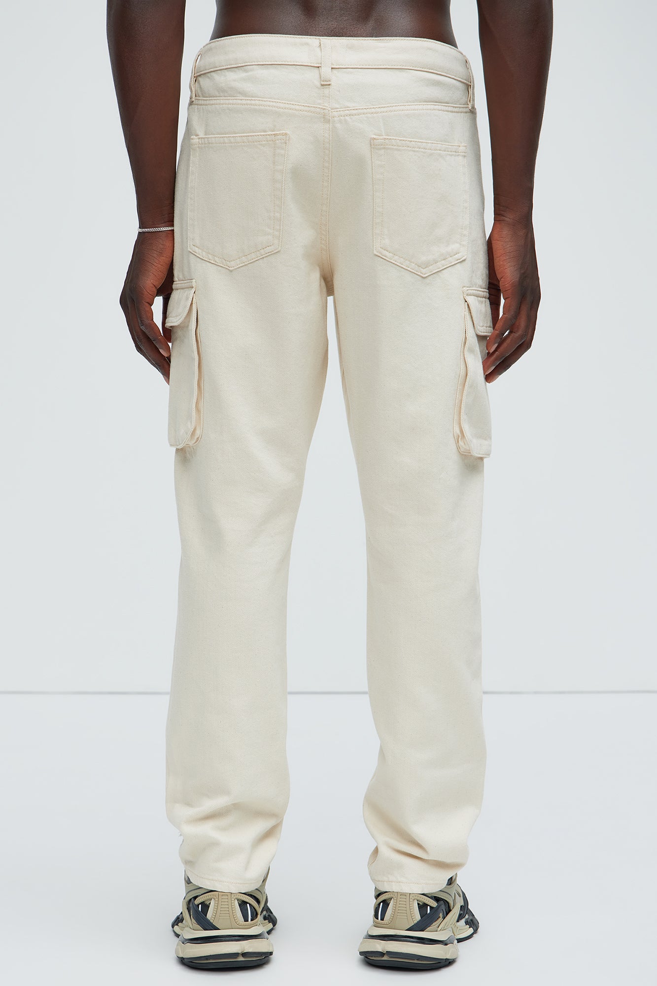 Benson Distressed Slim Cargo Pants - Cream - Image 5