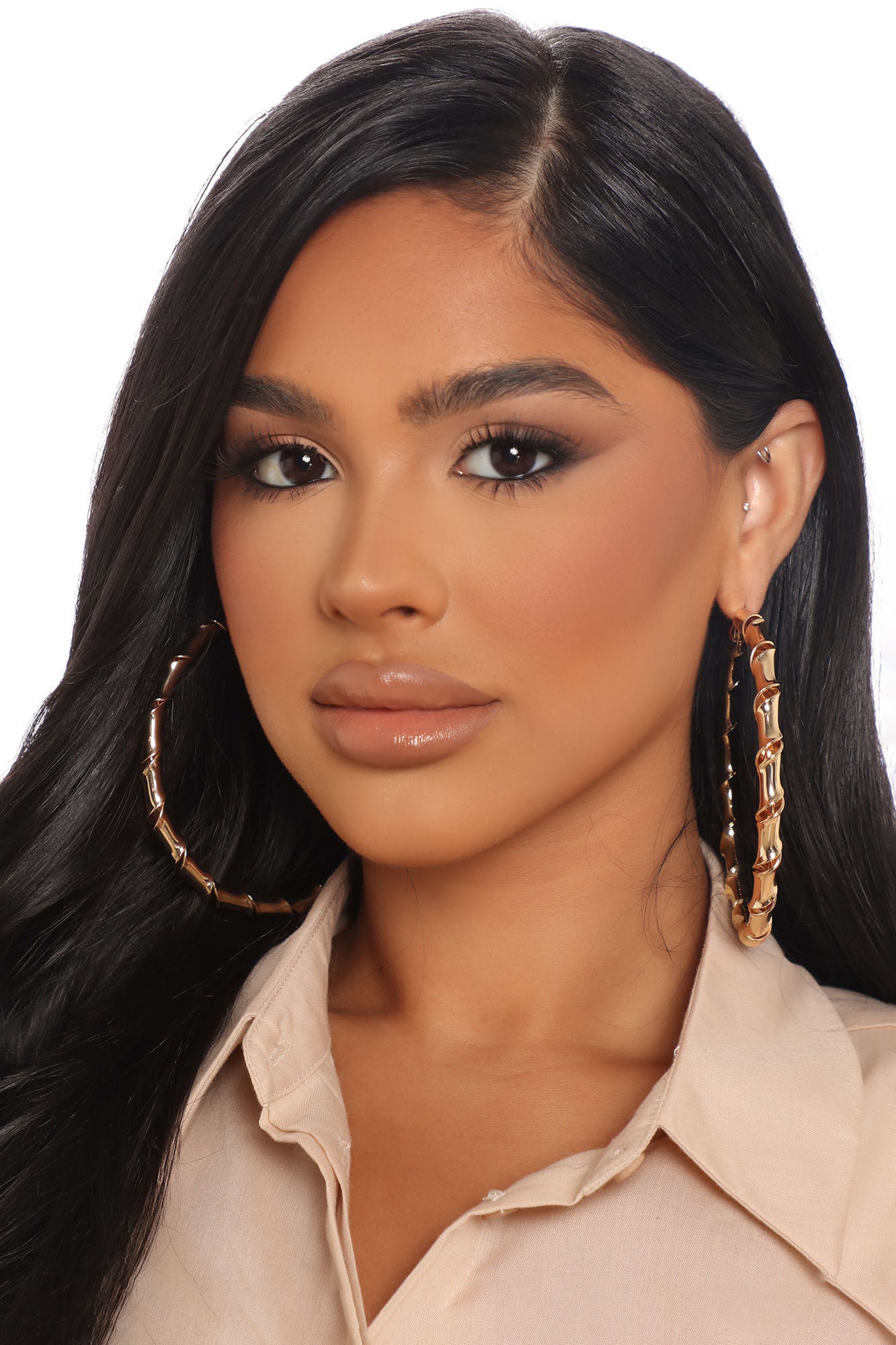 Leave The Attitude Behind Hoop Earrings - Gold - Image 3