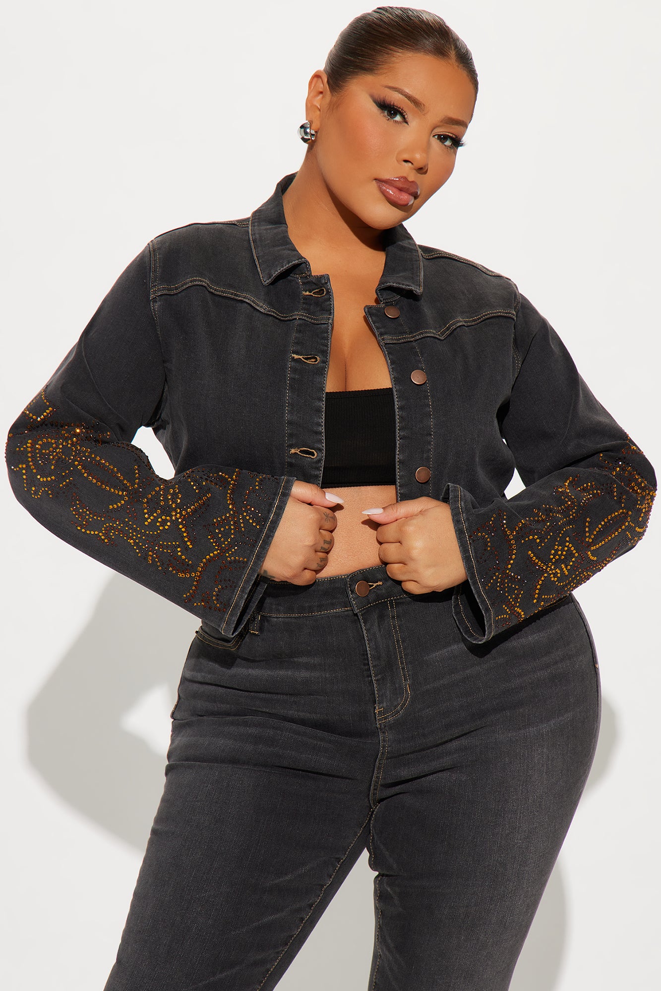 Lone Ranger Embellished Denim Jacket - Black Wash - Image 4