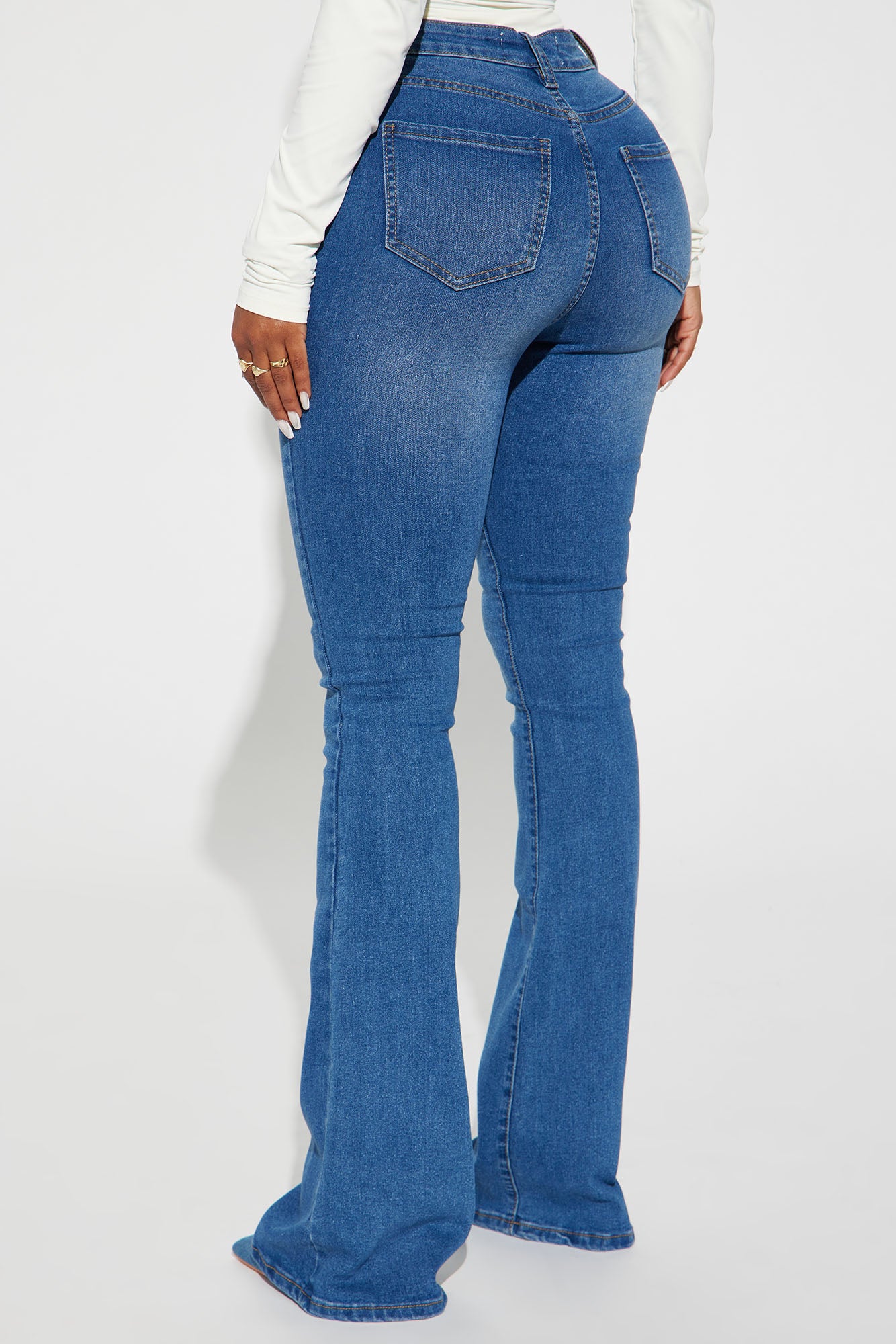 Tucson High Rise Stretch Flare Jeans - Medium Wash - Image 3
