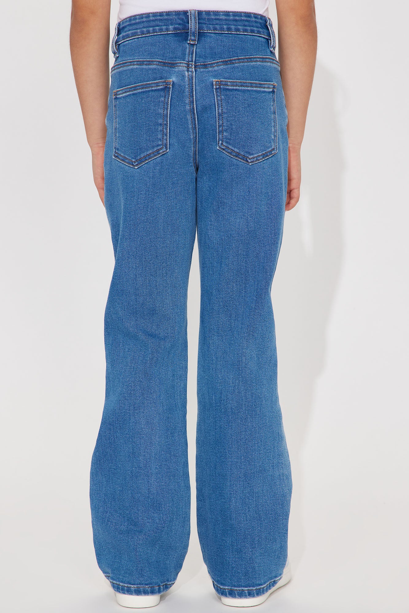 Mini Heart Print Flare Denim Jeans - Medium Wash - Image 4