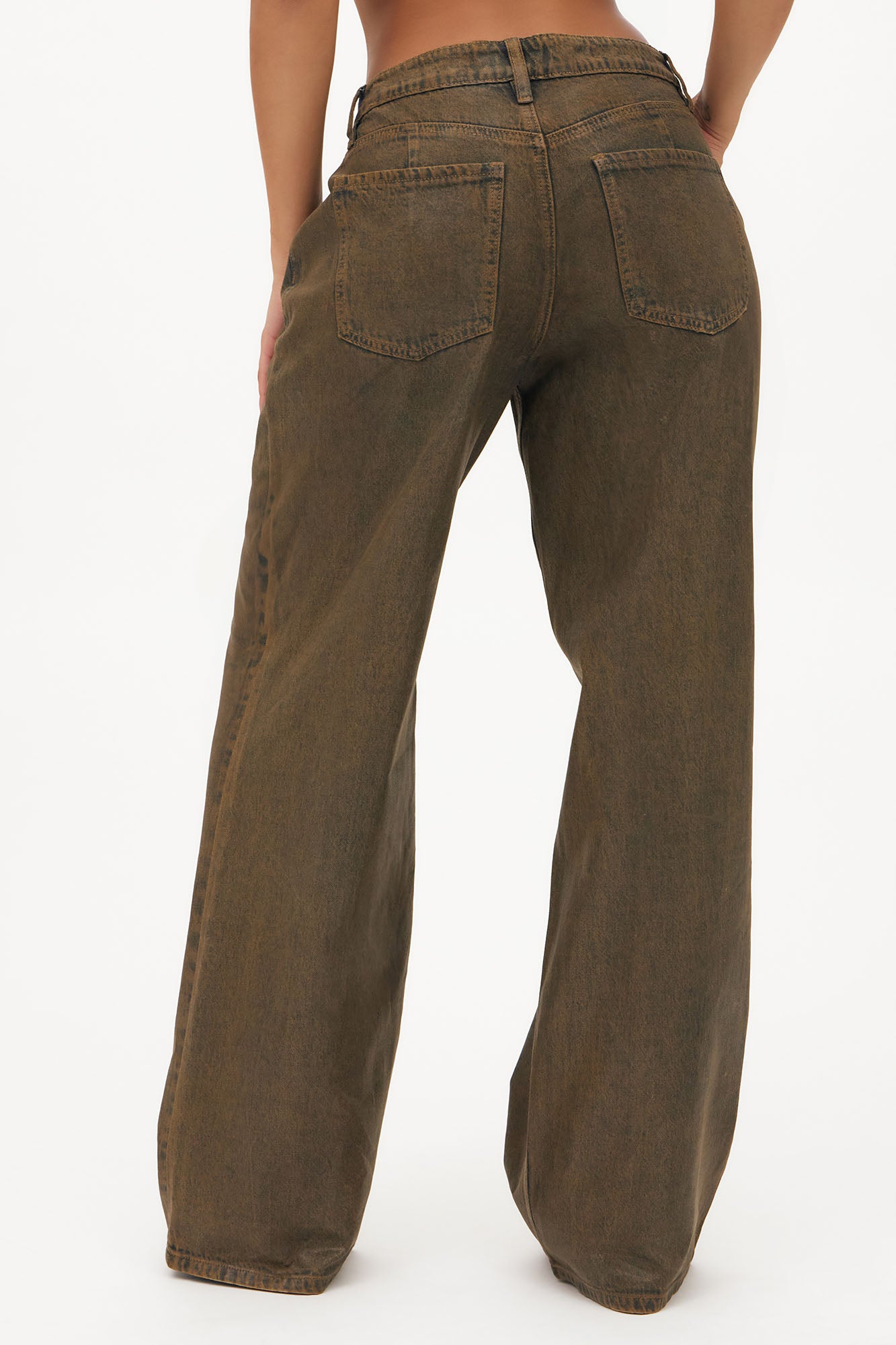 Play It Off Coated Wide Leg Jeans - Brown - Image 4