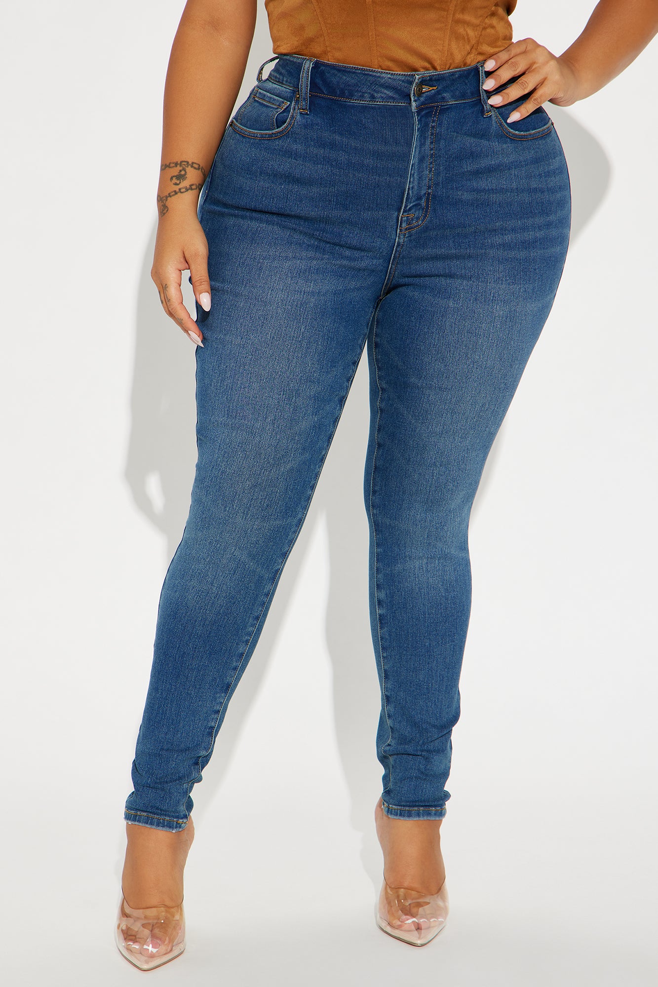 Yalena Stretch Skinny Jeans - Dark Wash - Image 5