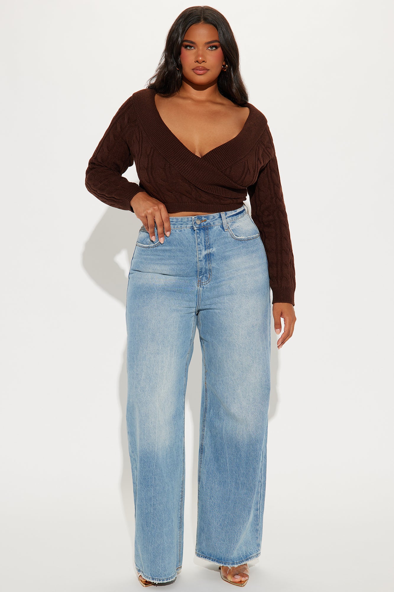 Doing My Best Cropped Sweater - Chocolate - Image 5