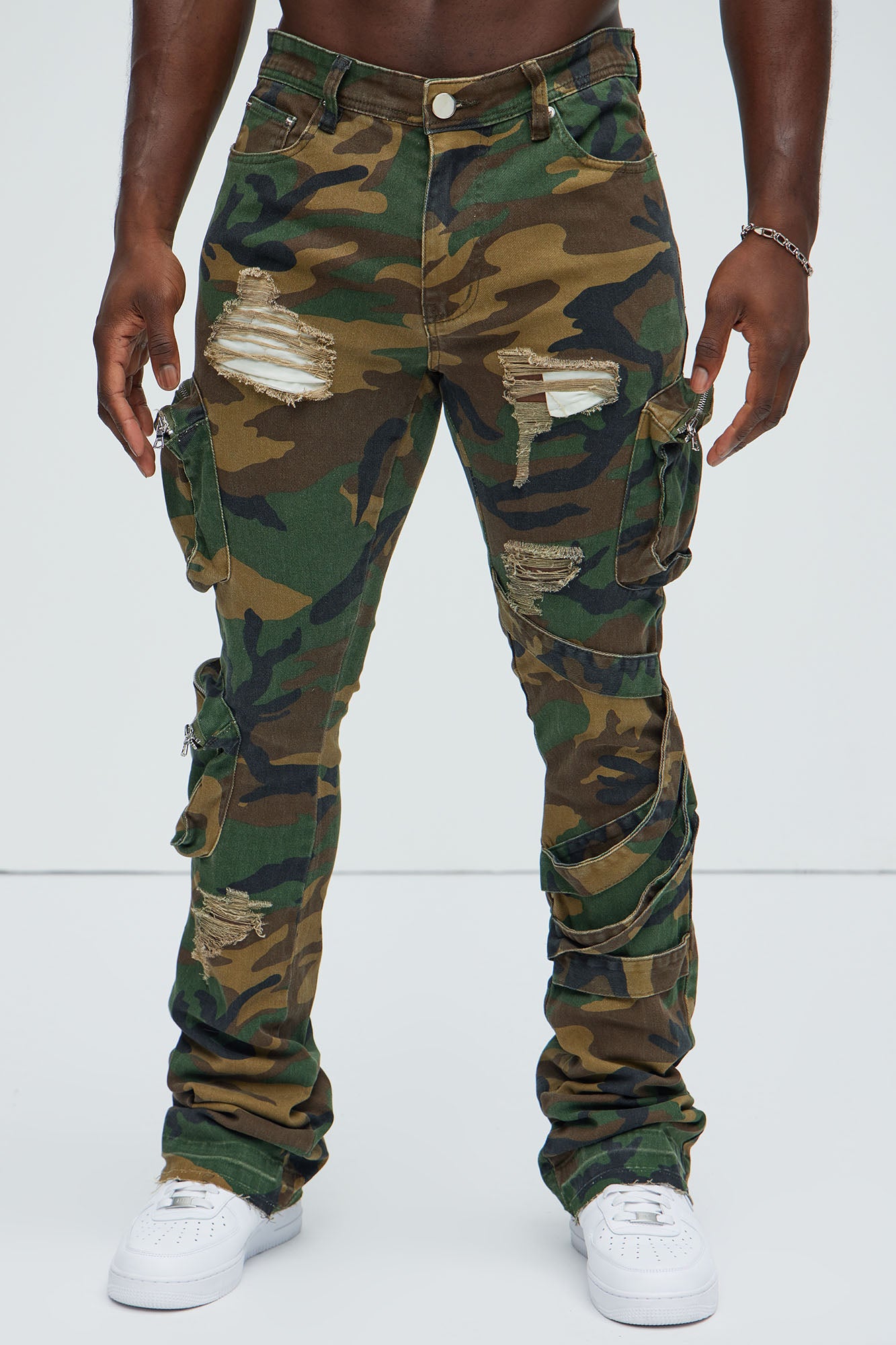 Find Out Cargo Flare Pants - Camouflage - Image 3
